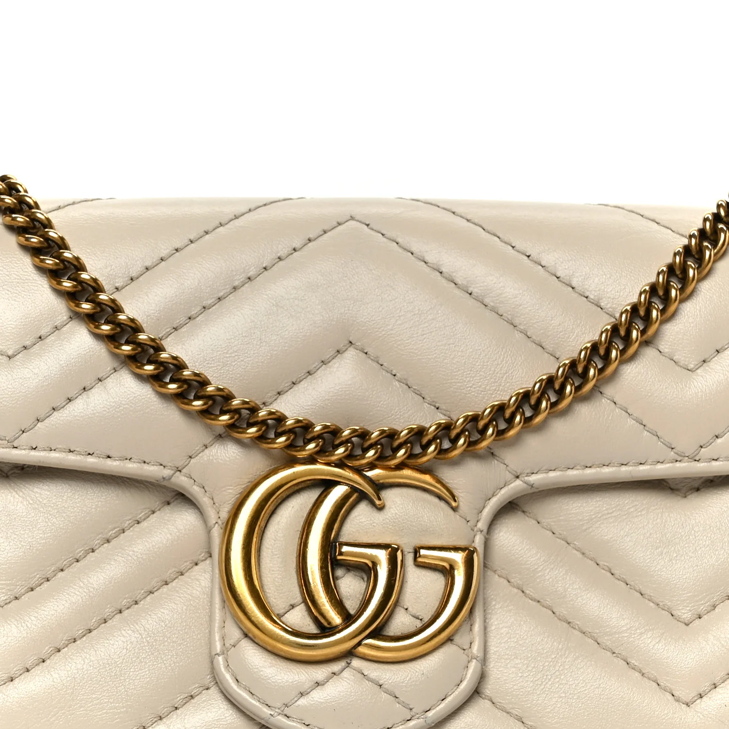 Calfskin Matelasse Super Mini GG Marmont Shoulder Bag White - Image 8