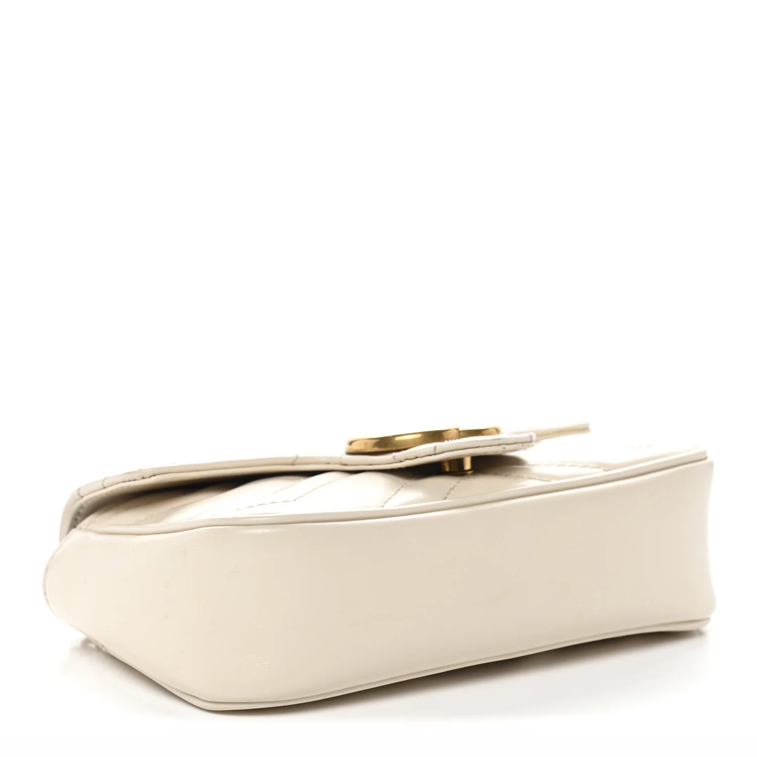Calfskin Matelasse Super Mini GG Marmont Shoulder Bag White - Image 4