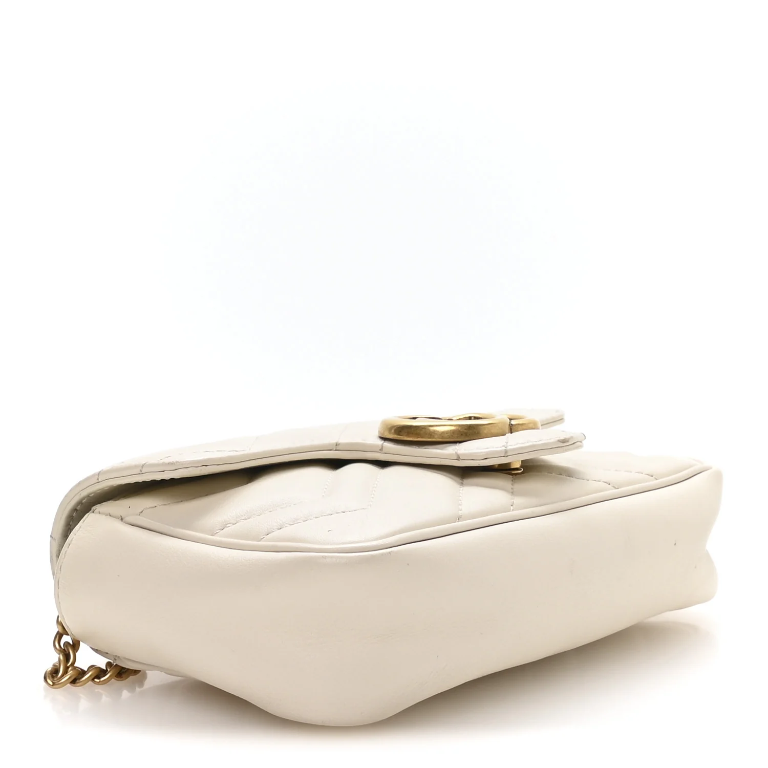Calfskin Matelasse Super Mini GG Marmont Shoulder Bag White - Image 4