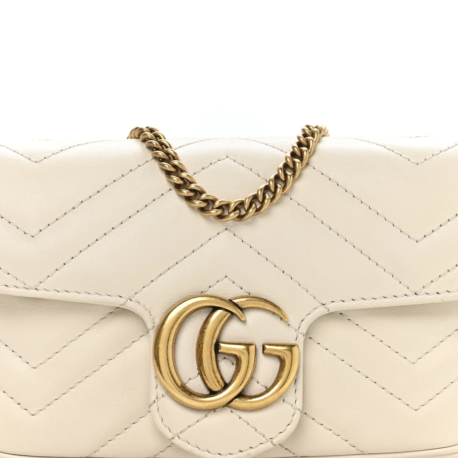 Calfskin Matelasse Super Mini GG Marmont Shoulder Bag White - Image 8
