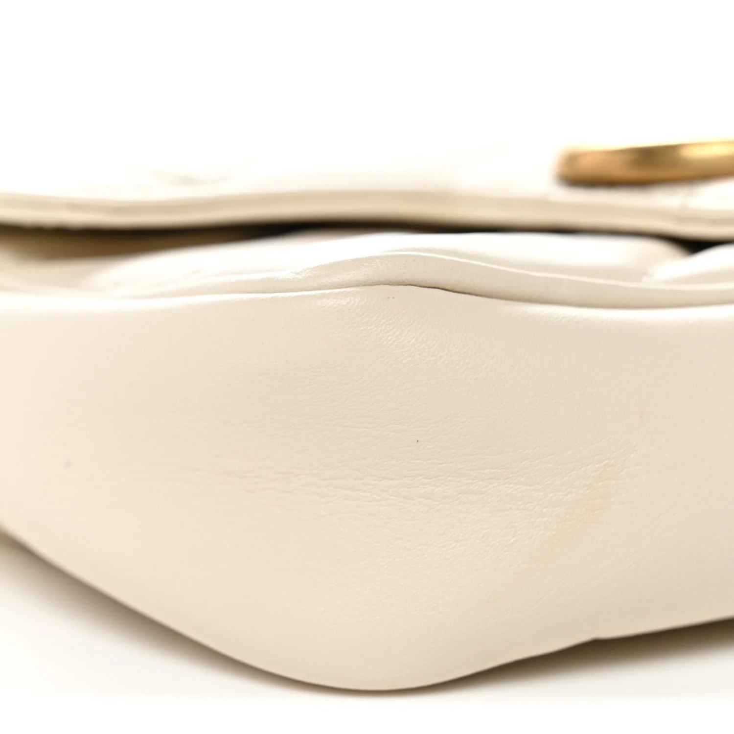 Calfskin Matelasse Super Mini GG Marmont Shoulder Bag White - Image 9