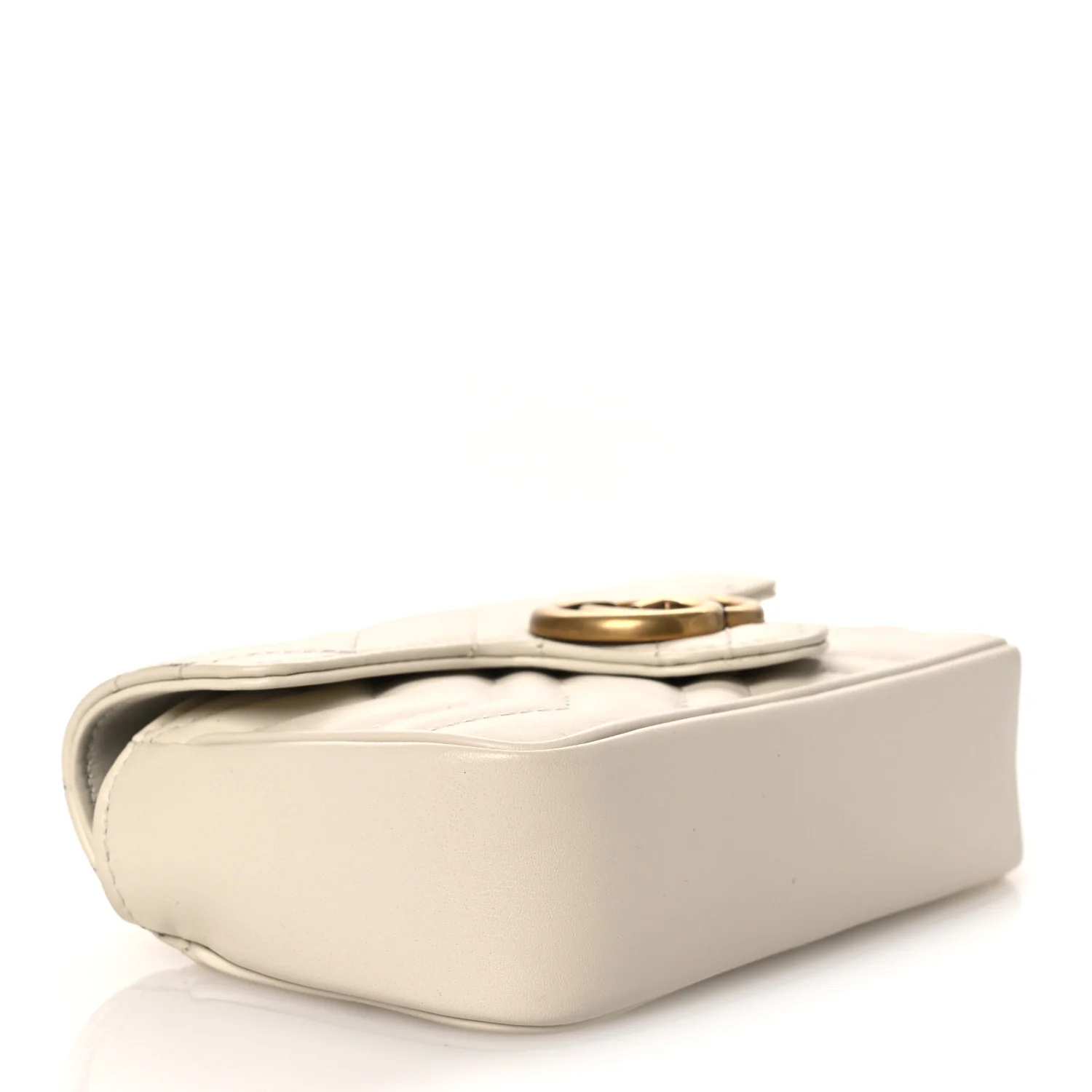 Calfskin Matelasse Super Mini GG Marmont Shoulder Bag White - Image 4