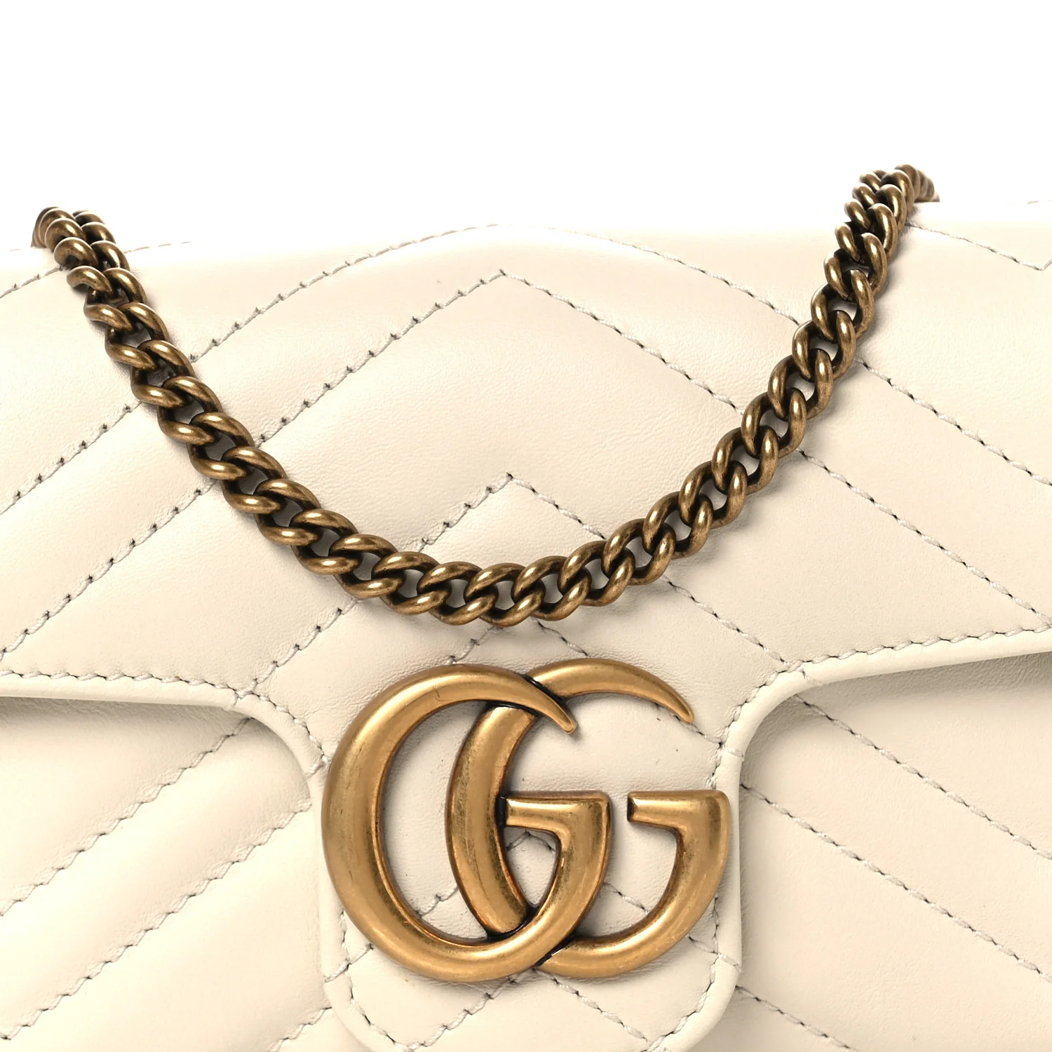 Calfskin Matelasse Super Mini GG Marmont Shoulder Bag White - Image 8