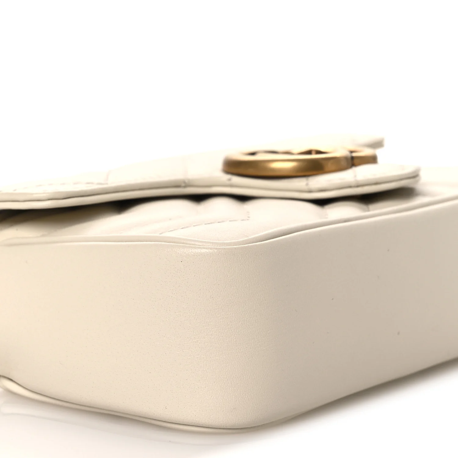Calfskin Matelasse Super Mini GG Marmont Shoulder Bag White - Image 9