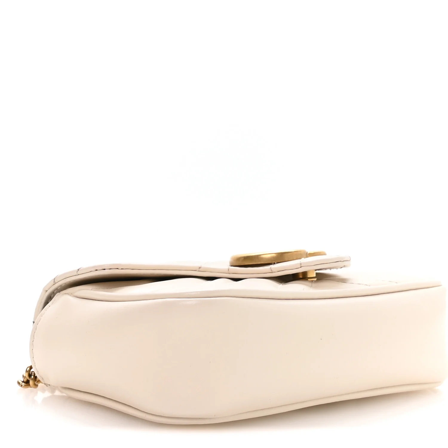 Calfskin Matelasse Super Mini GG Marmont Shoulder Bag White - Image 4