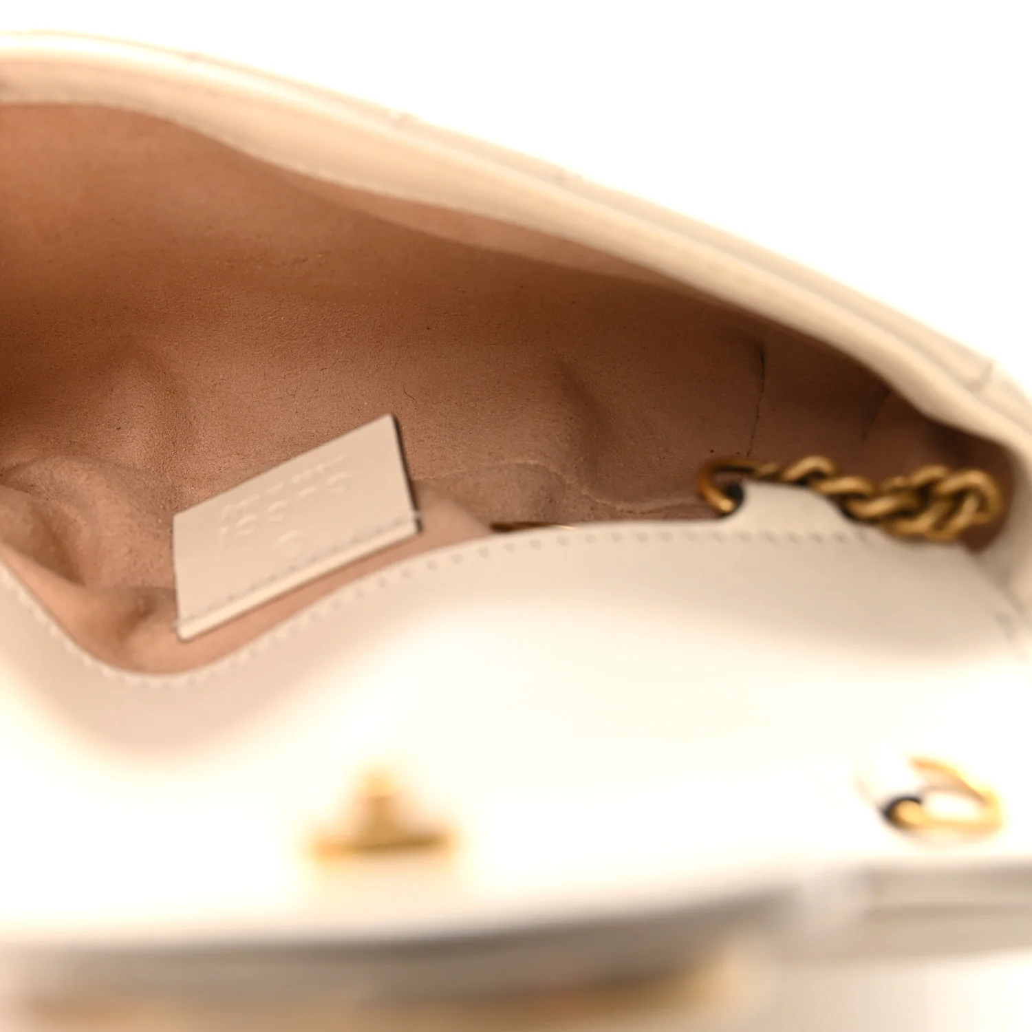 Calfskin Matelasse Super Mini GG Marmont Shoulder Bag White - Image 5