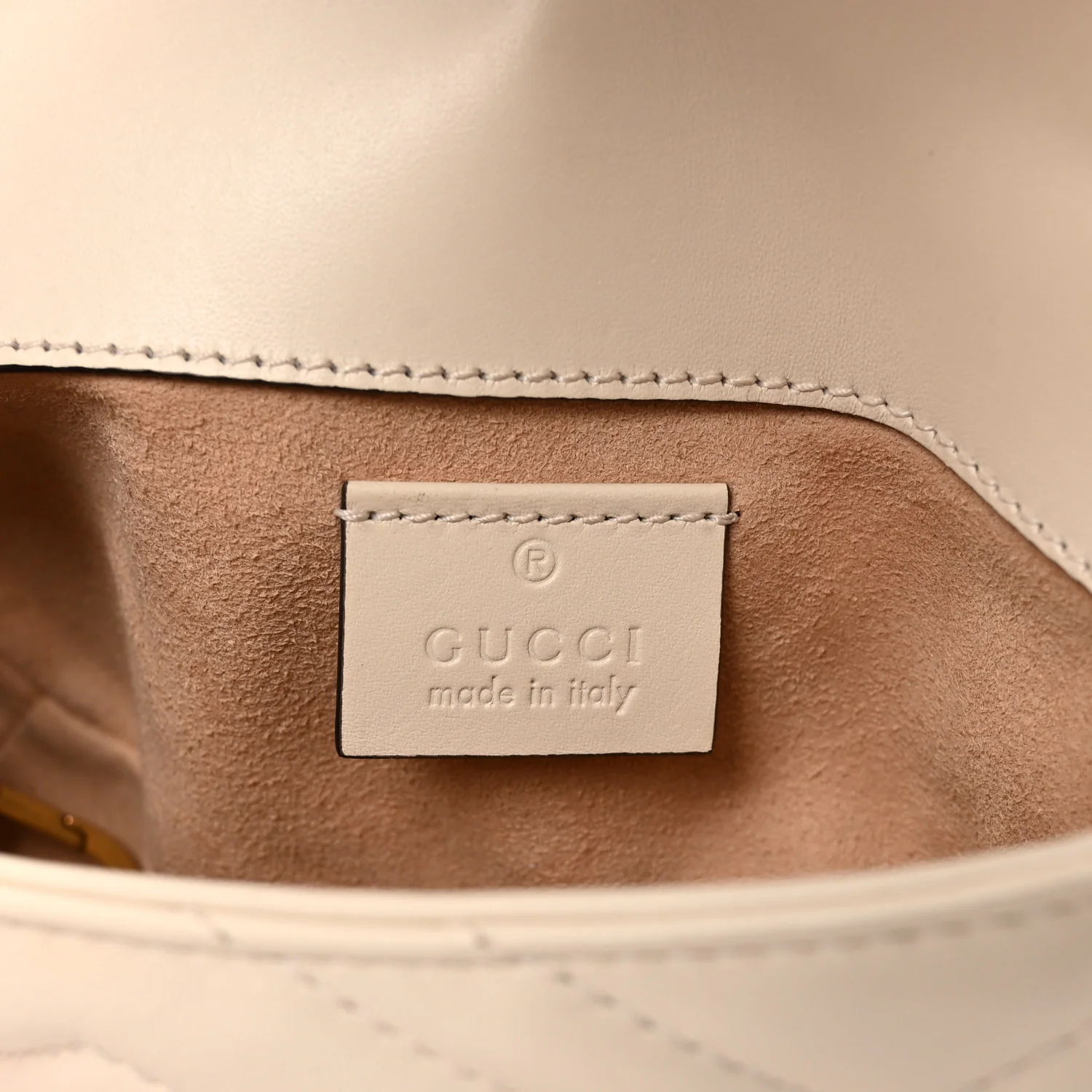 Calfskin Matelasse Super Mini GG Marmont Shoulder Bag White - Image 6