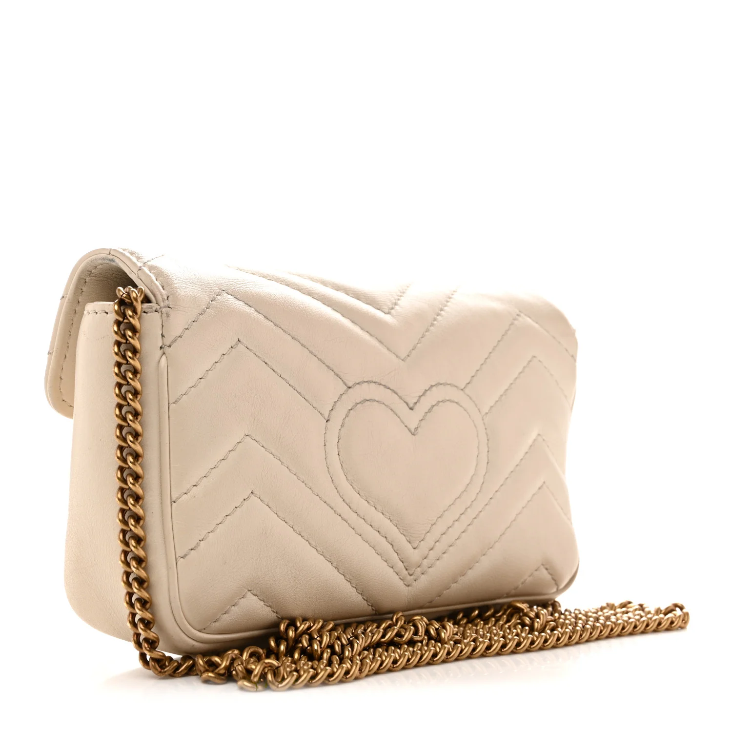 Calfskin Matelasse Super Mini GG Marmont Shoulder Bag White - Image 3