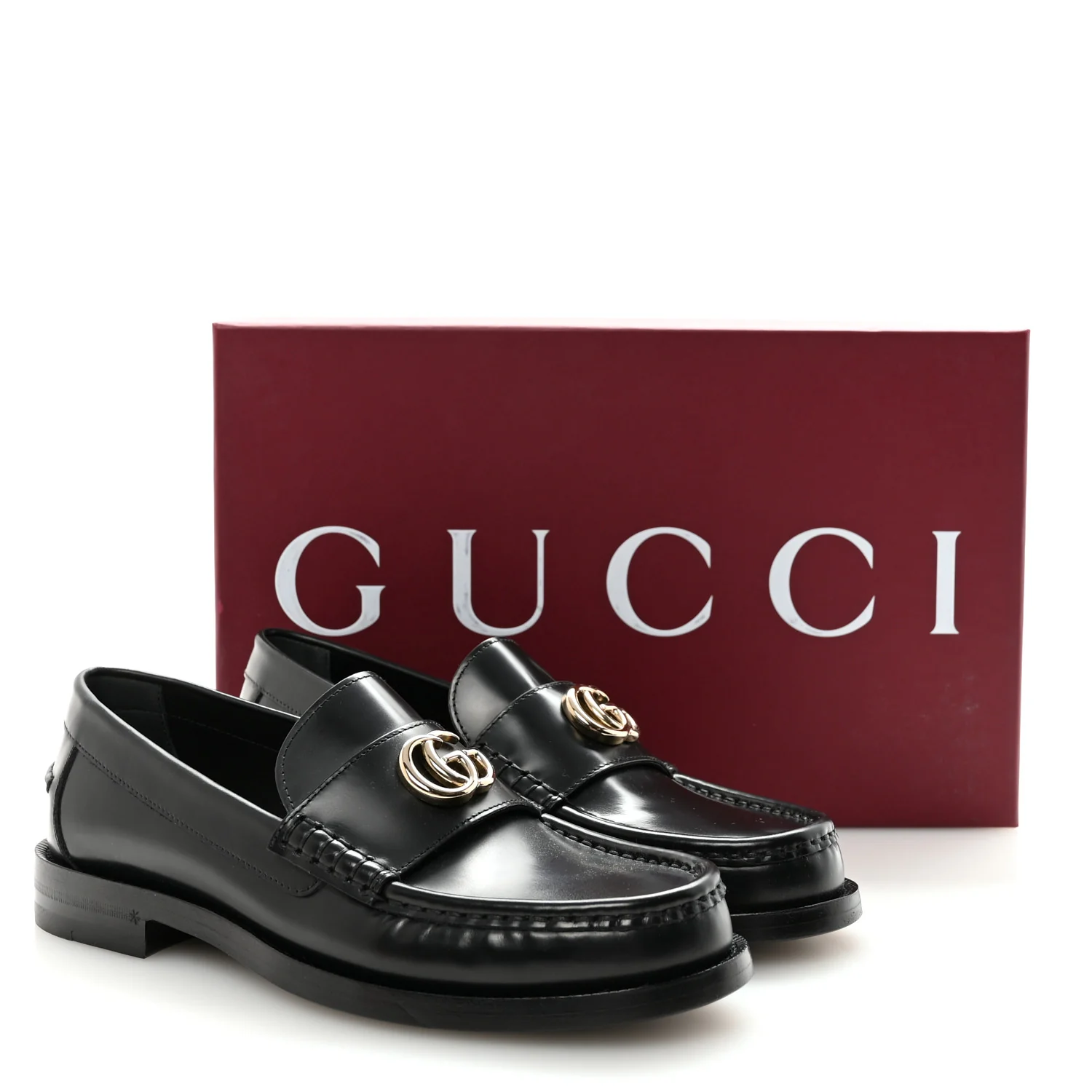 Calfskin Millennial Ribot Womens GG Loafers 37.5 Black - Image 10