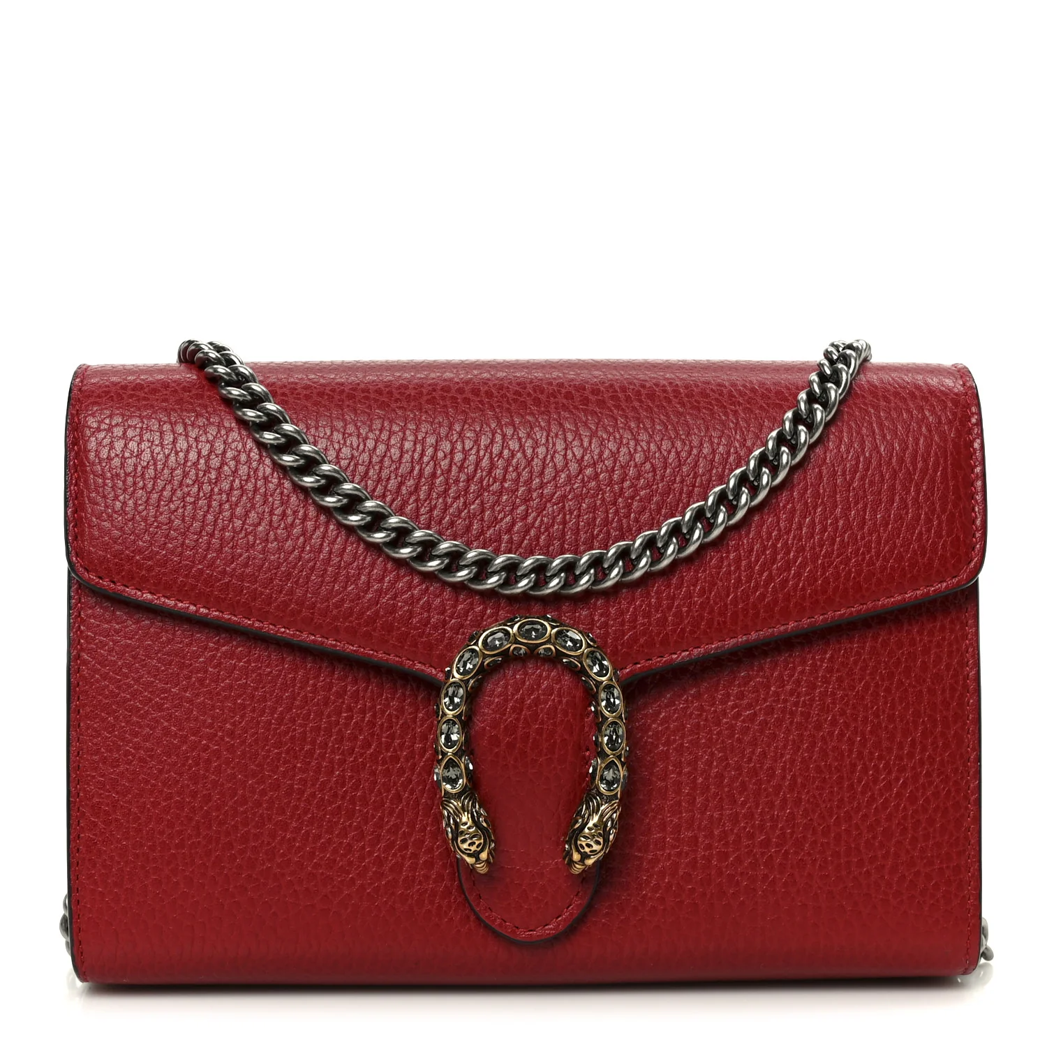 Calfskin Mini Dionysus Chain Wallet Hibiscus Red