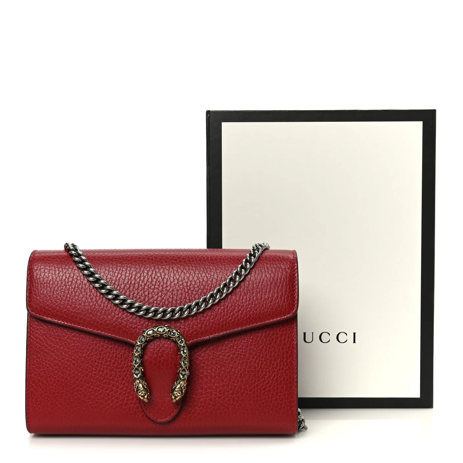 Calfskin Mini Dionysus Chain Wallet Hibiscus Red - Image 11