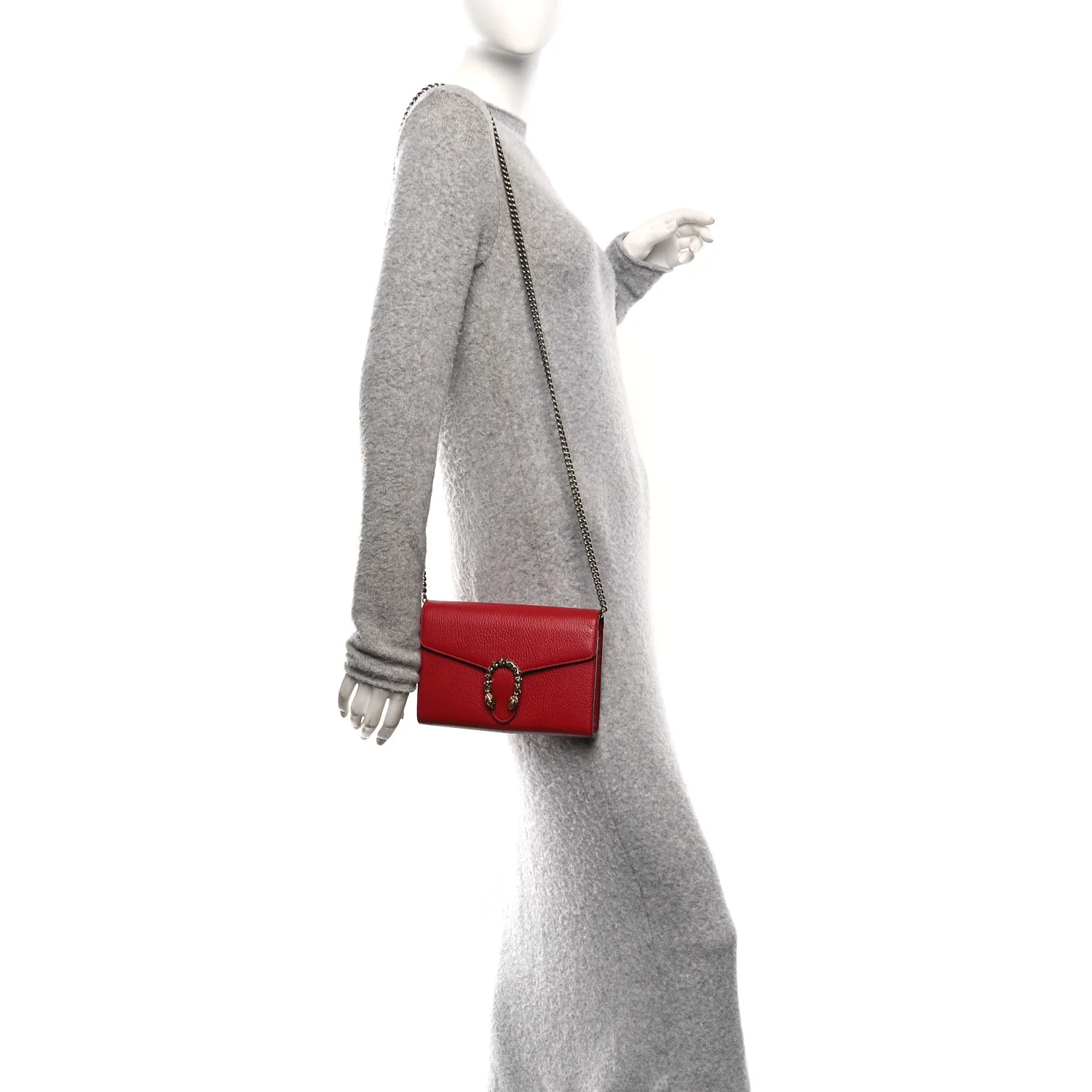 Calfskin Mini Dionysus Chain Wallet Hibiscus Red - Image 2