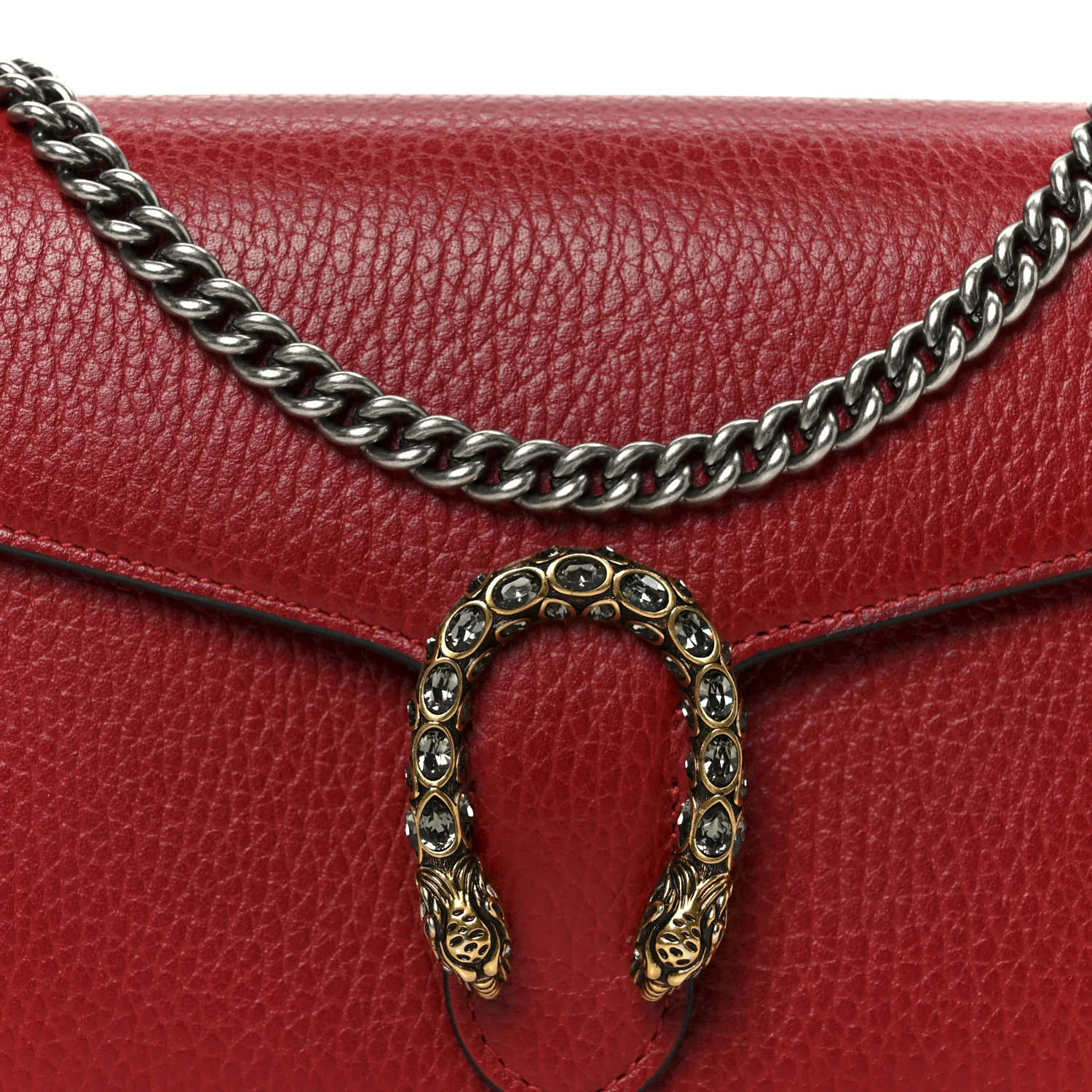 Calfskin Mini Dionysus Chain Wallet Hibiscus Red - Image 8