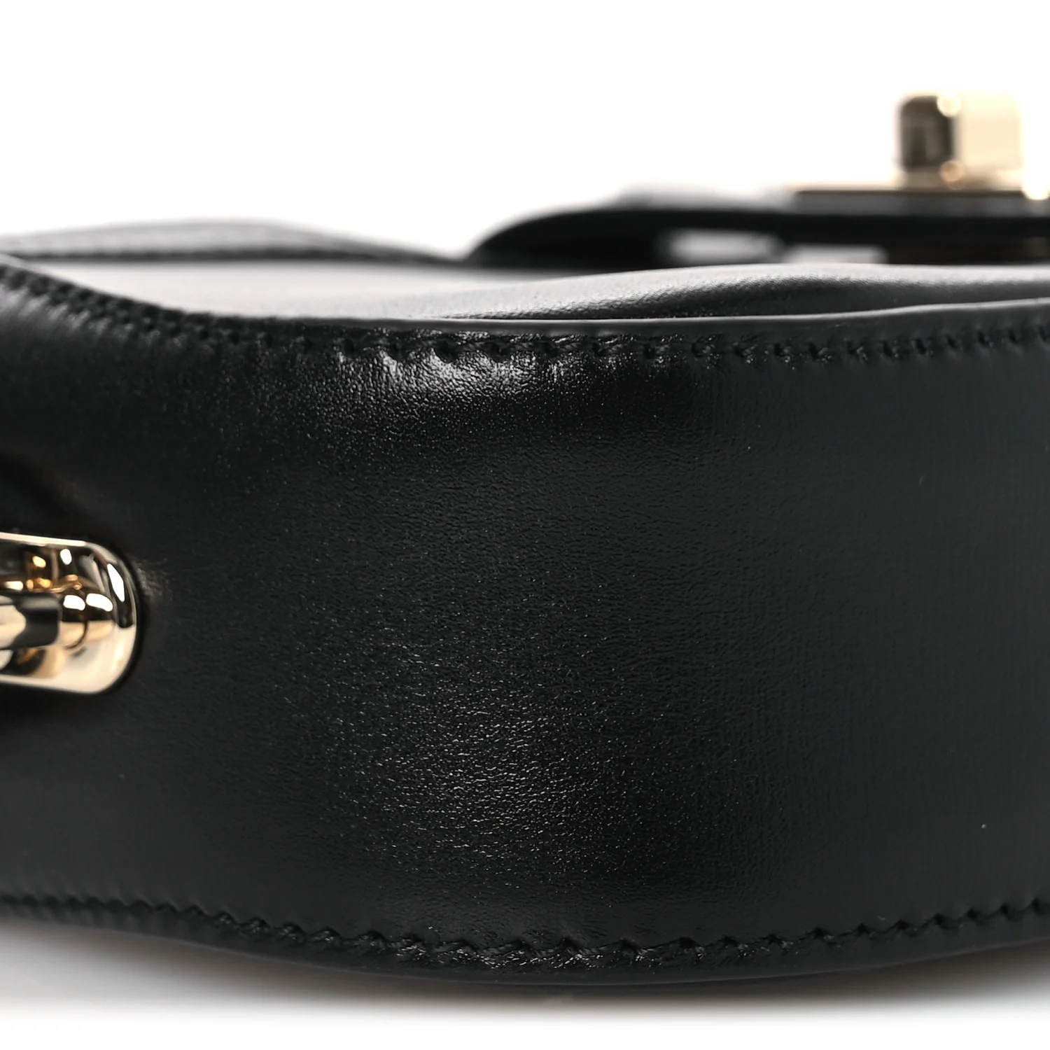 Calfskin Mini Moon Side Shoulder Bag Black - Image 8