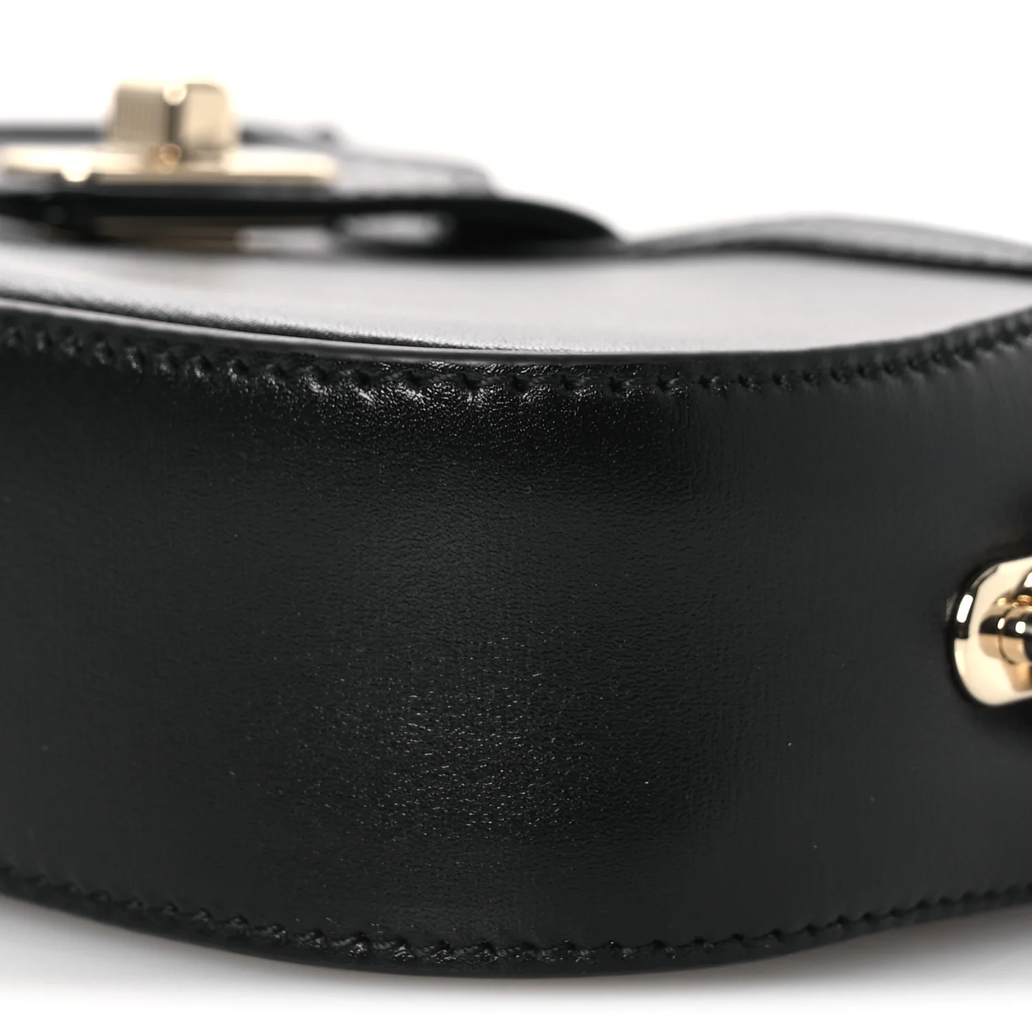 Calfskin Mini Moon Side Shoulder Bag Black - Image 9