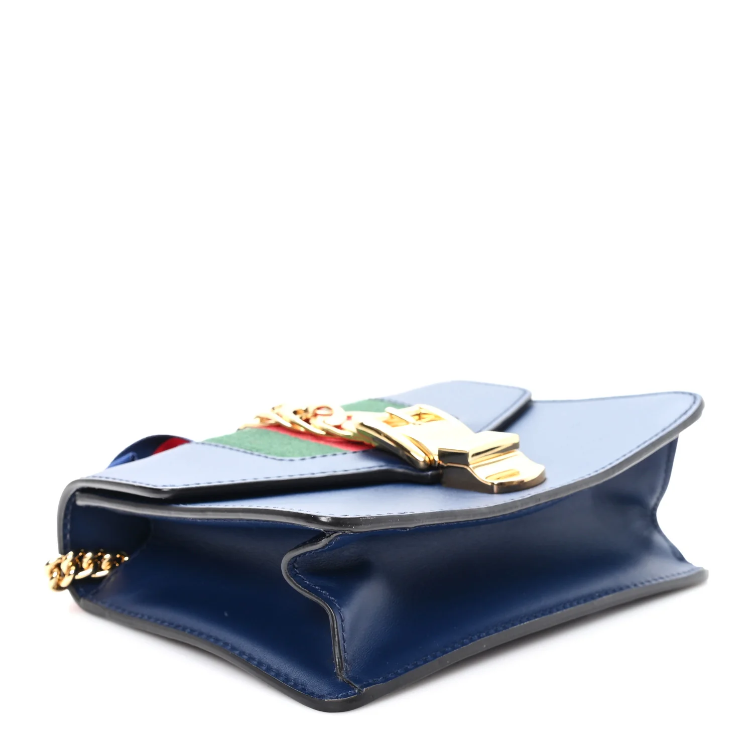 Calfskin Mini Sylvie Chain Shoulder Bag Blue Agata - Image 4