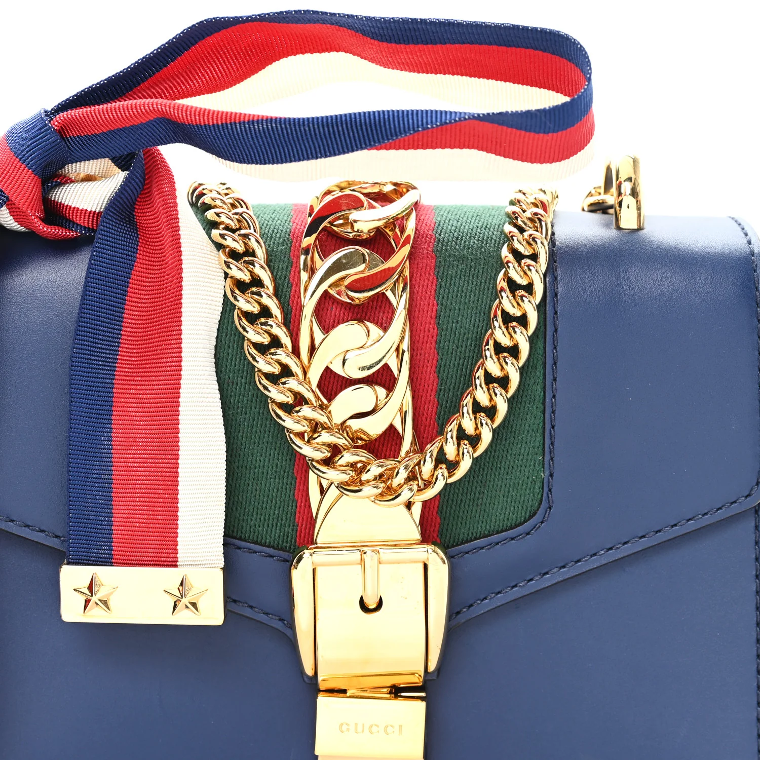 Calfskin Mini Sylvie Chain Shoulder Bag Blue Agata - Image 8