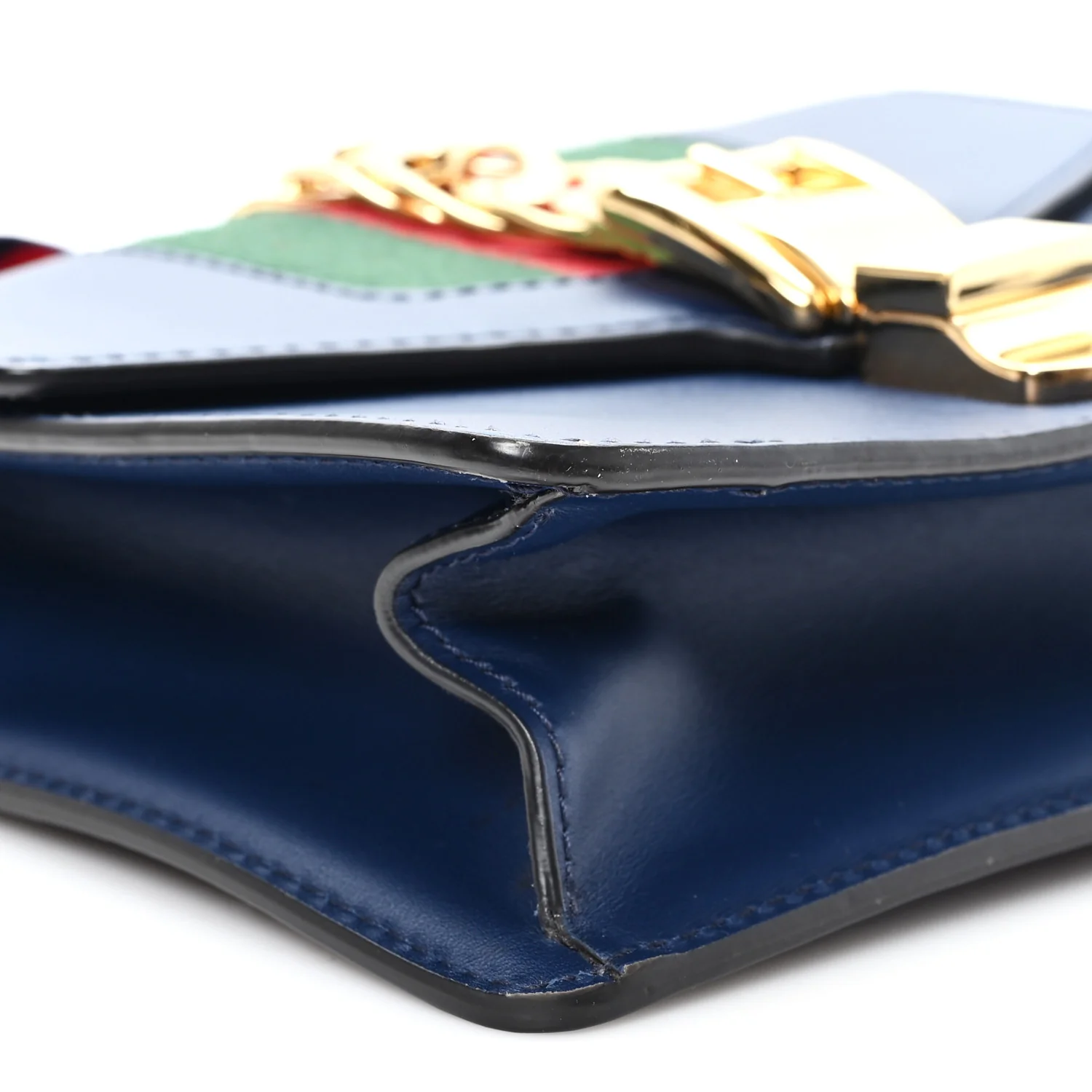 Calfskin Mini Sylvie Chain Shoulder Bag Blue Agata - Image 9