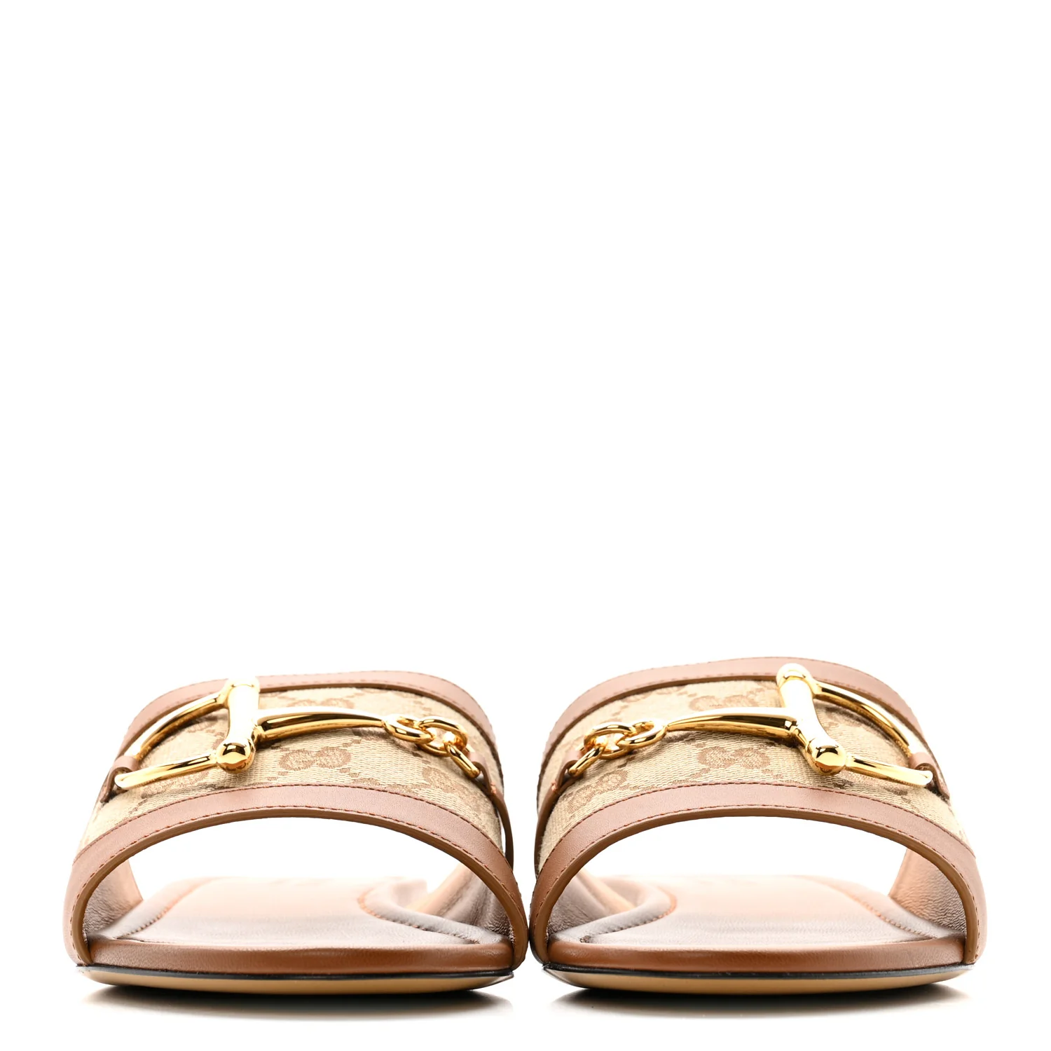 Calfskin Monogram Horsebit Womens Slide Sandals 39 Beige Ebony Sundial - Image 3