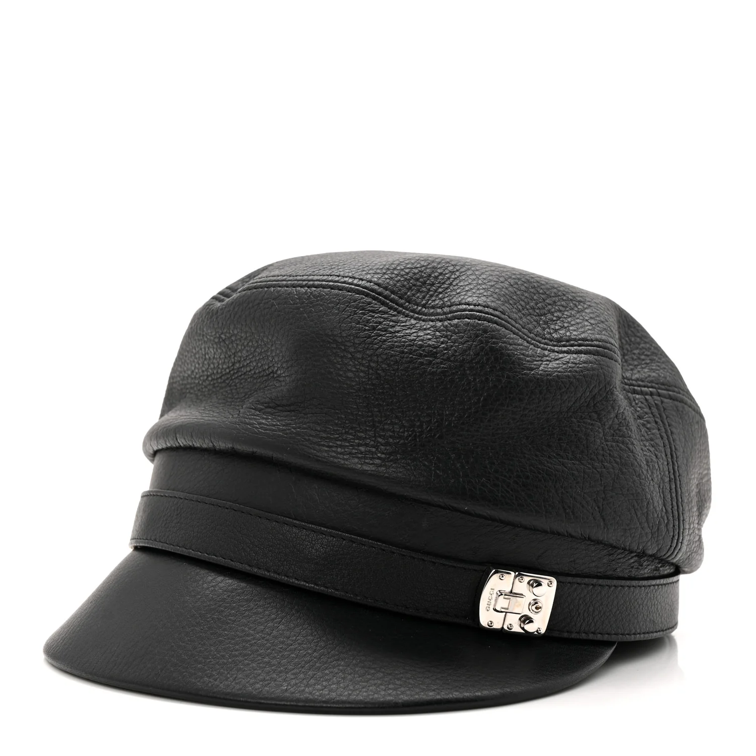 Calfskin Newsboy Hat S Black