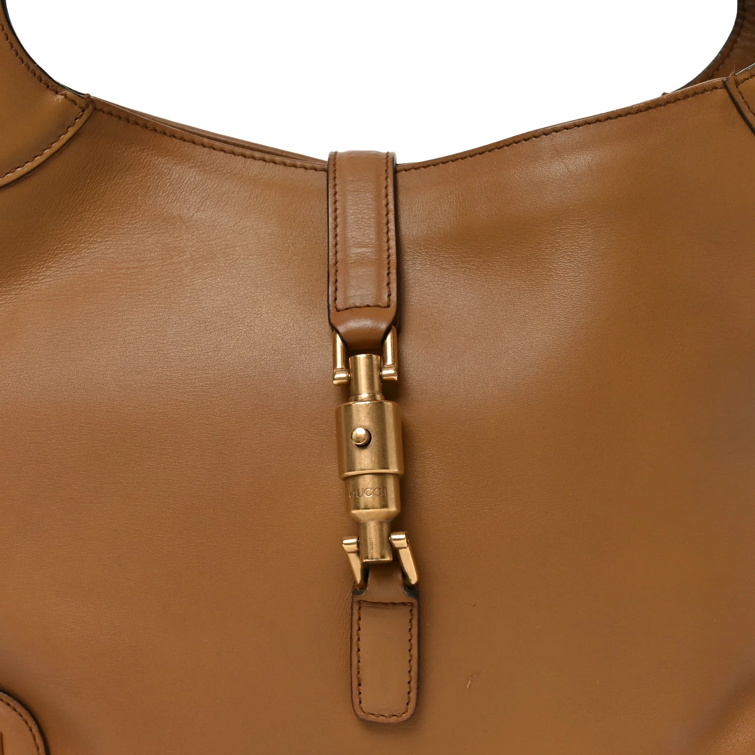 Calfskin Piston Lock Jackie O Hobo Tan - Image 8