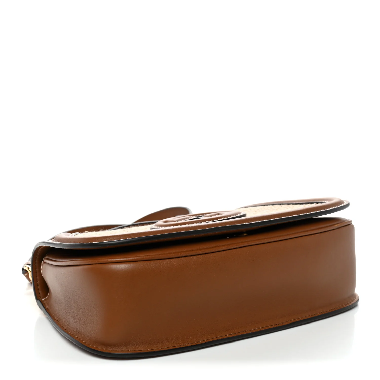 Calfskin Raffia Medium Blondie Top Handle Bag Brown - Image 4