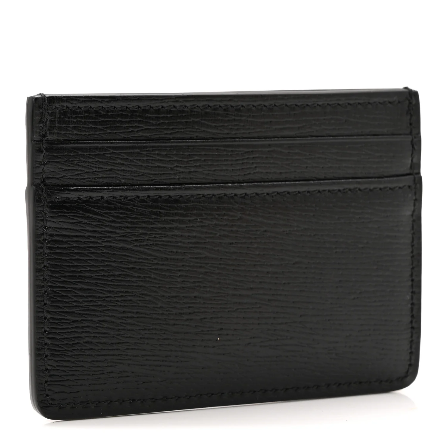 Calfskin Script Card Holder Black - Image 3