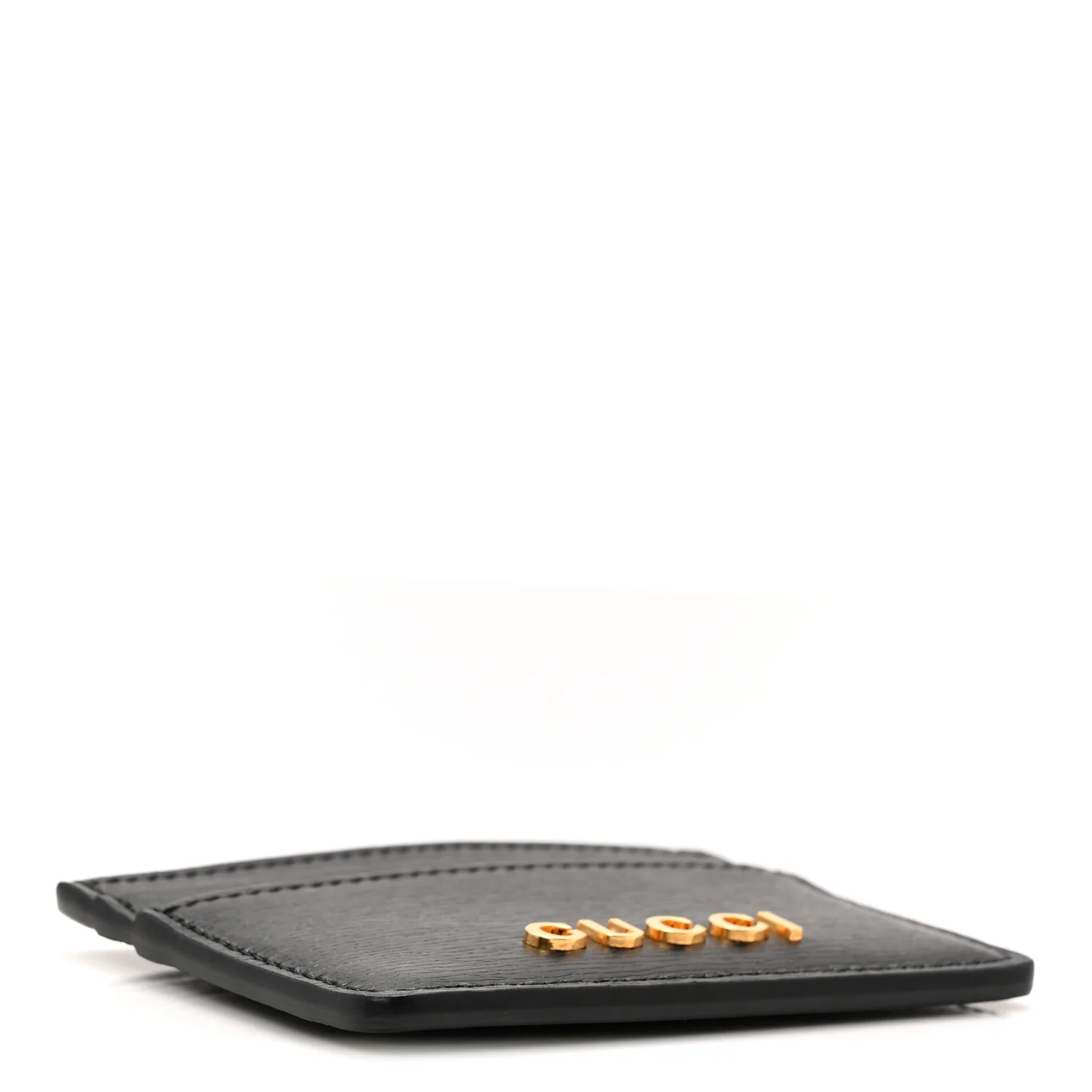 Calfskin Script Card Holder Black - Image 4