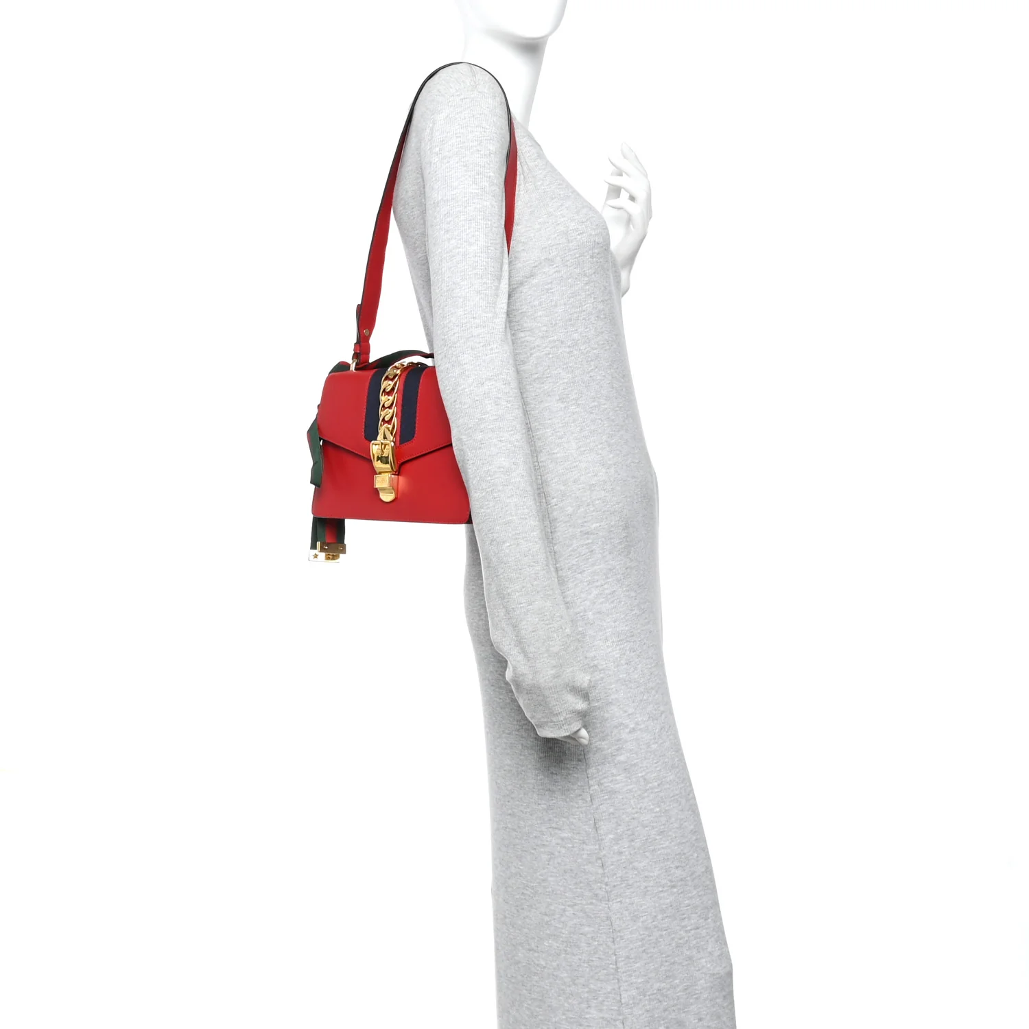 Calfskin Small Sylvie Shoulder Bag Hibiscus Red - Image 2
