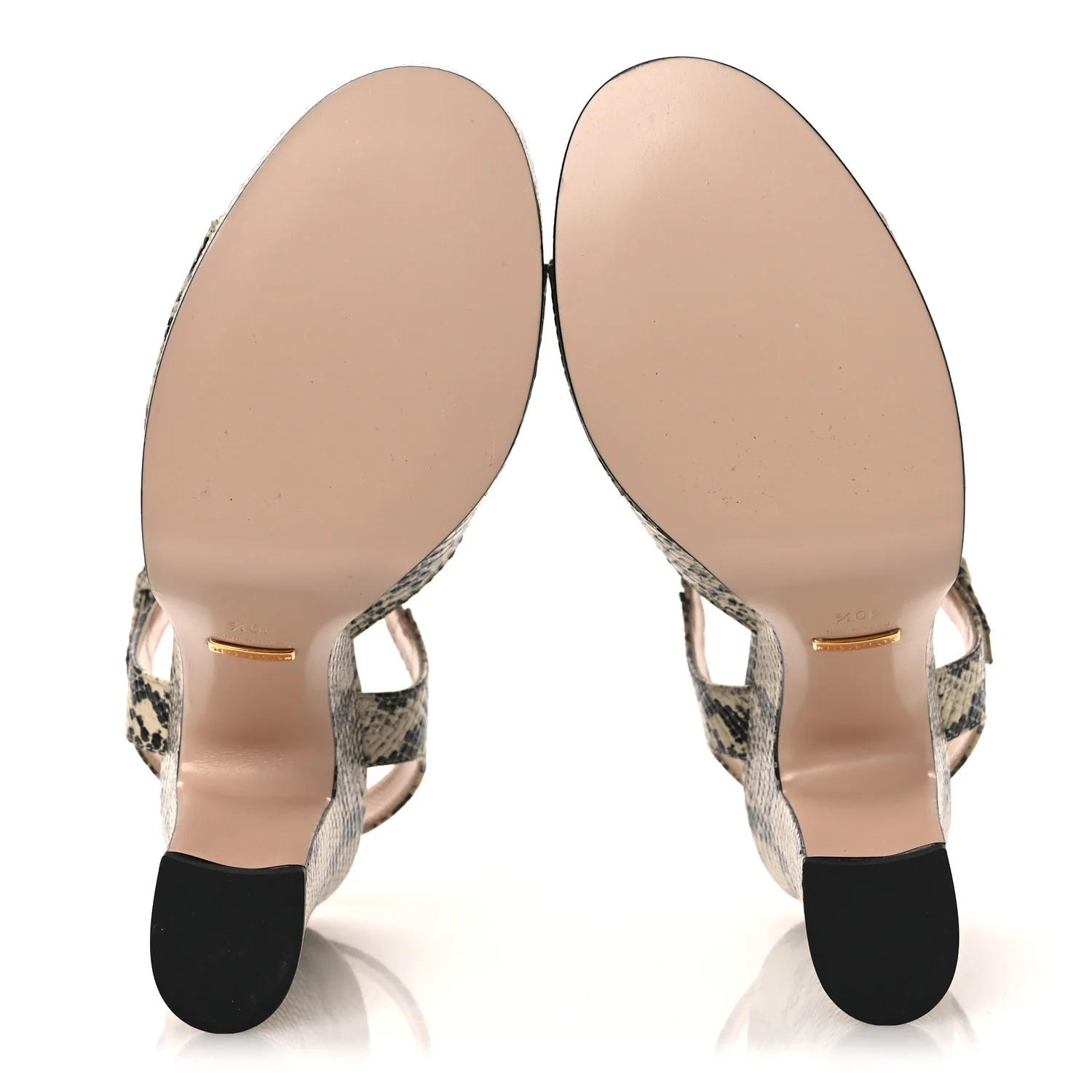 Calfskin Snakeskin Print Horsebit 40/135mm Platform Sandals 40.5 Beige Avana - Image 7