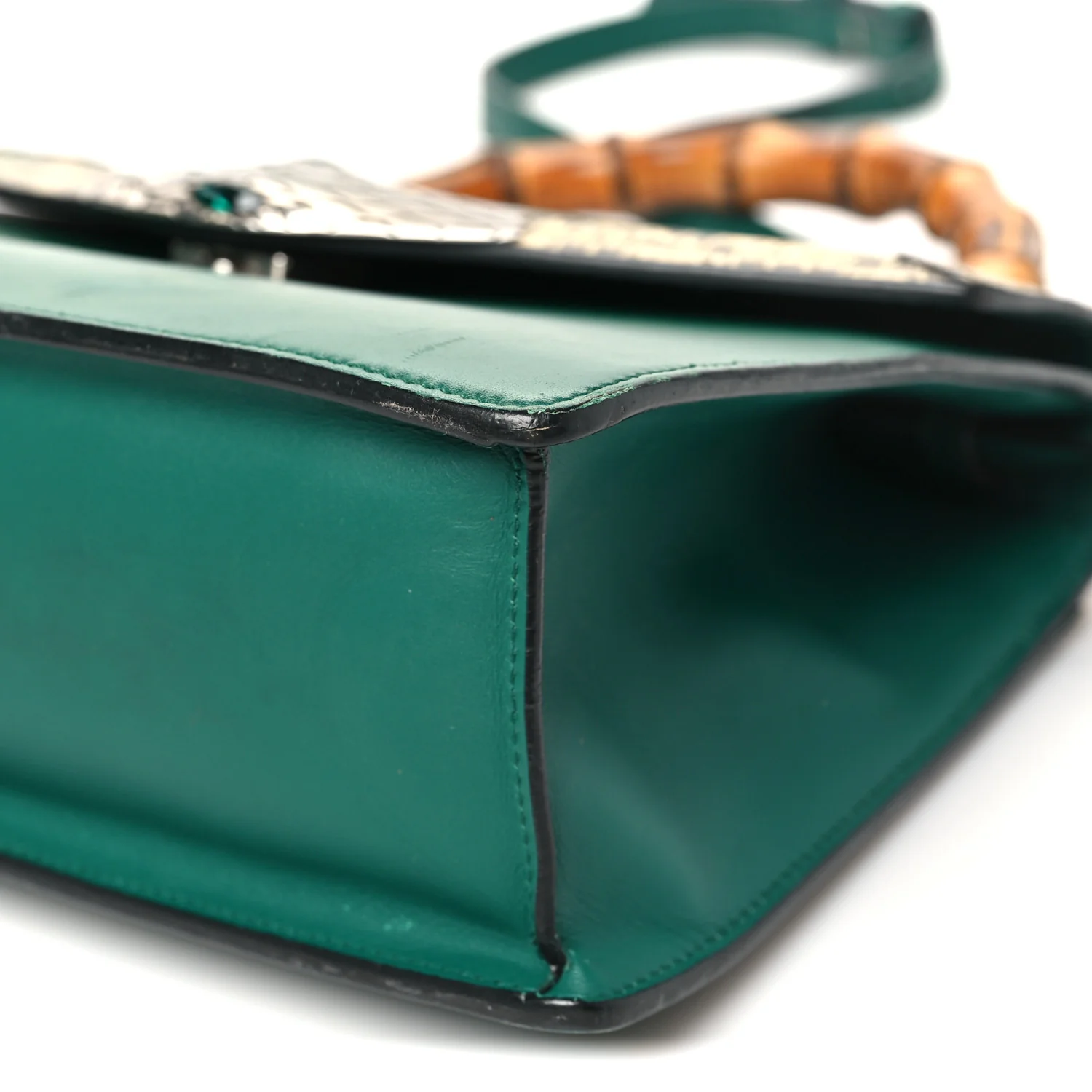 Calfskin Snakeskin Small Lilith Top Handle Bag Green - Image 10