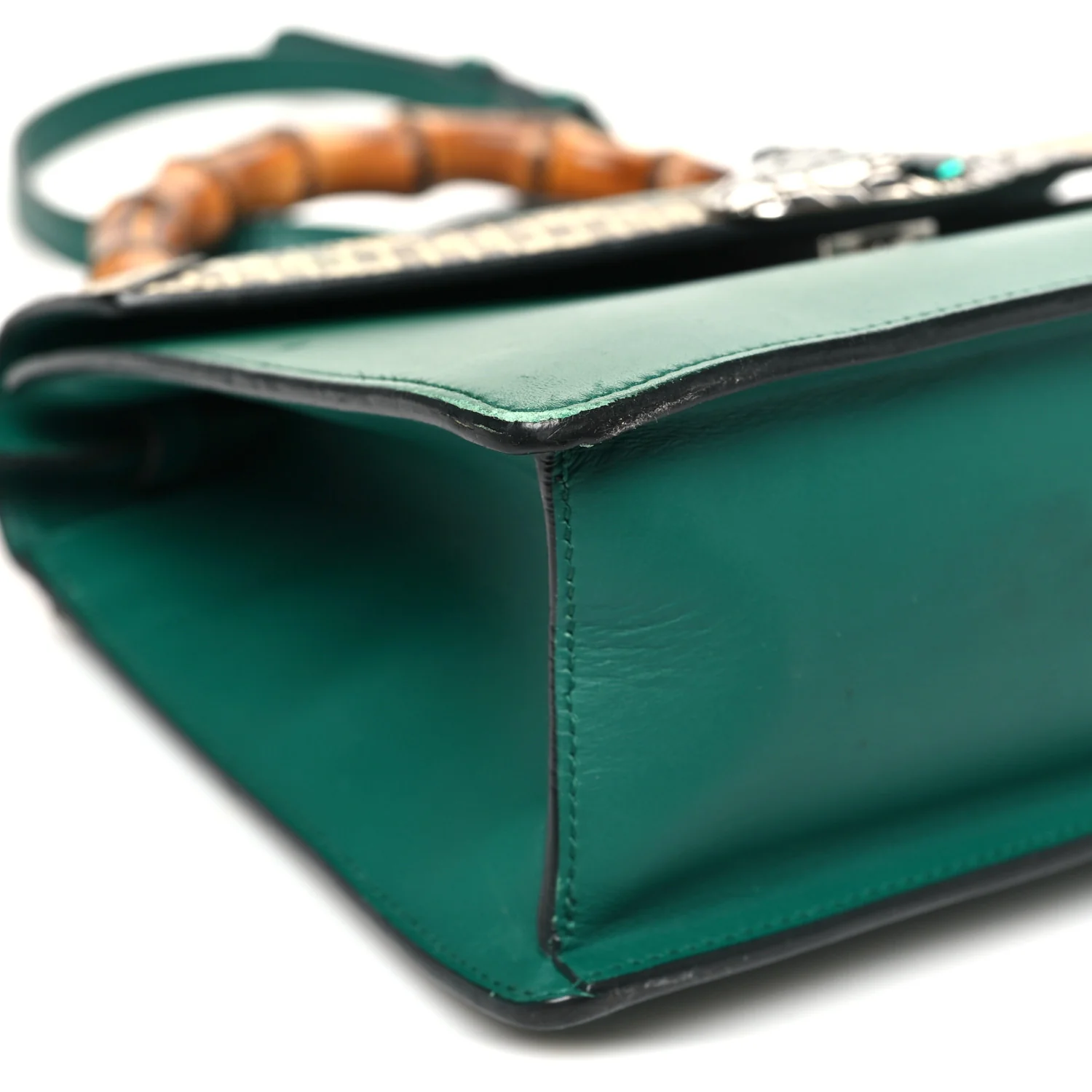 Calfskin Snakeskin Small Lilith Top Handle Bag Green - Image 9