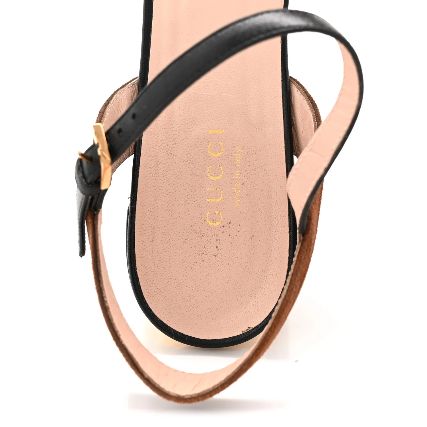 Calfskin Suede Ava Chain Heel Sandals 39.5 Black - Image 8