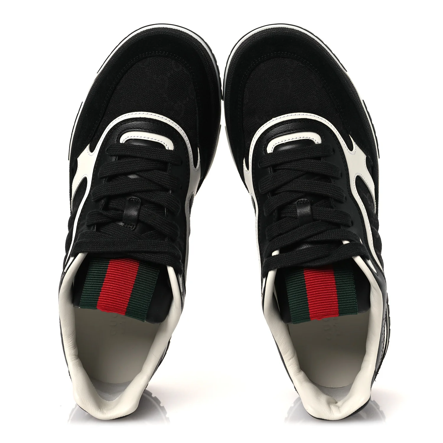 Calfskin Suede GG Monogram Re-Web Womens Sneakers 38 White Black - Image 2