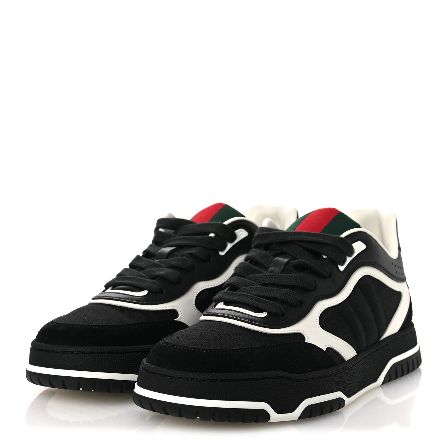 Calfskin Suede GG Monogram Re-Web Womens Sneakers 38 White Black - Image 4