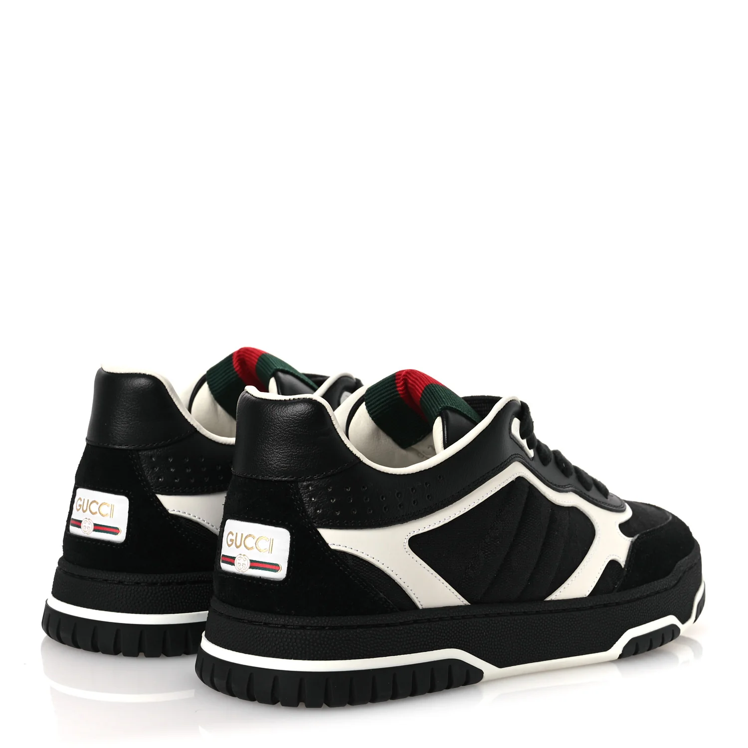 Calfskin Suede GG Monogram Re-Web Womens Sneakers 38 White Black - Image 5