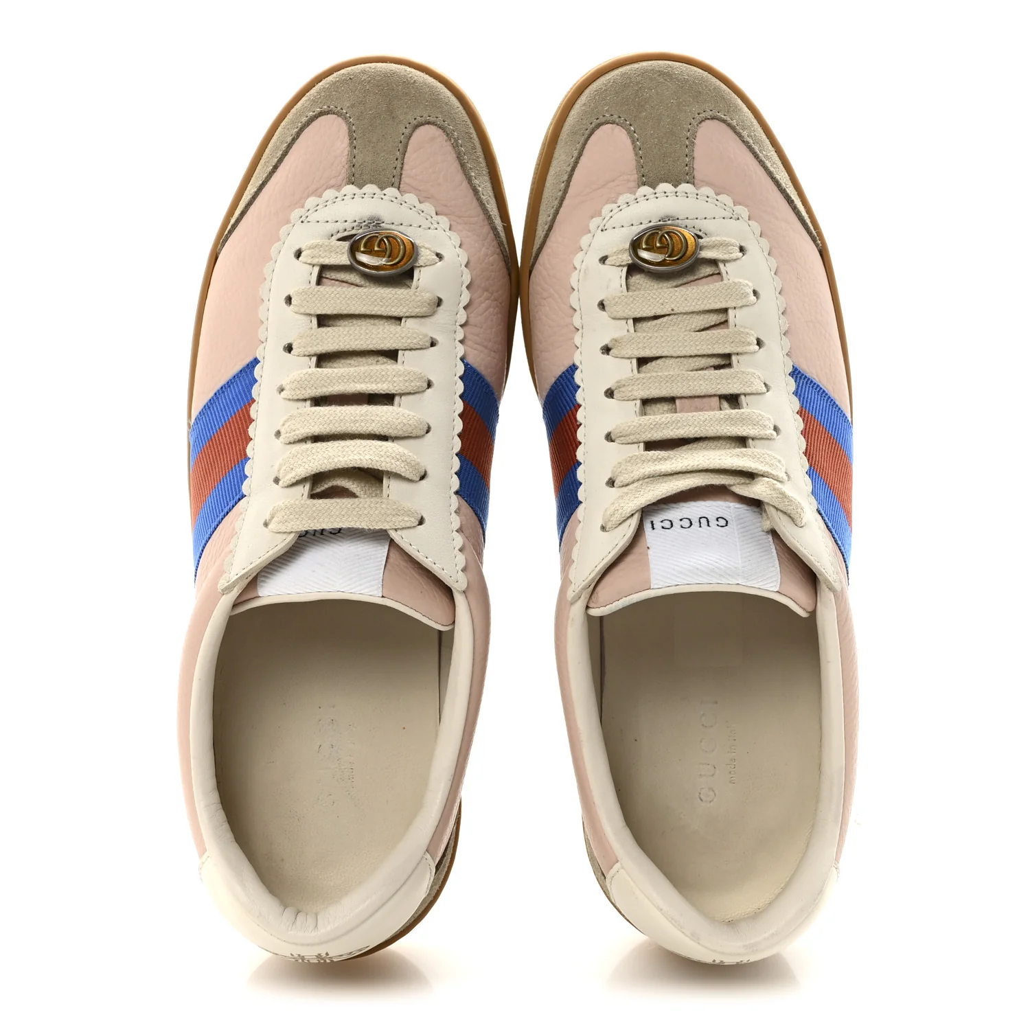 Calfskin Suede Web Womens G74 Sneakers 37 Oatmeal Soft Rose - Image 2