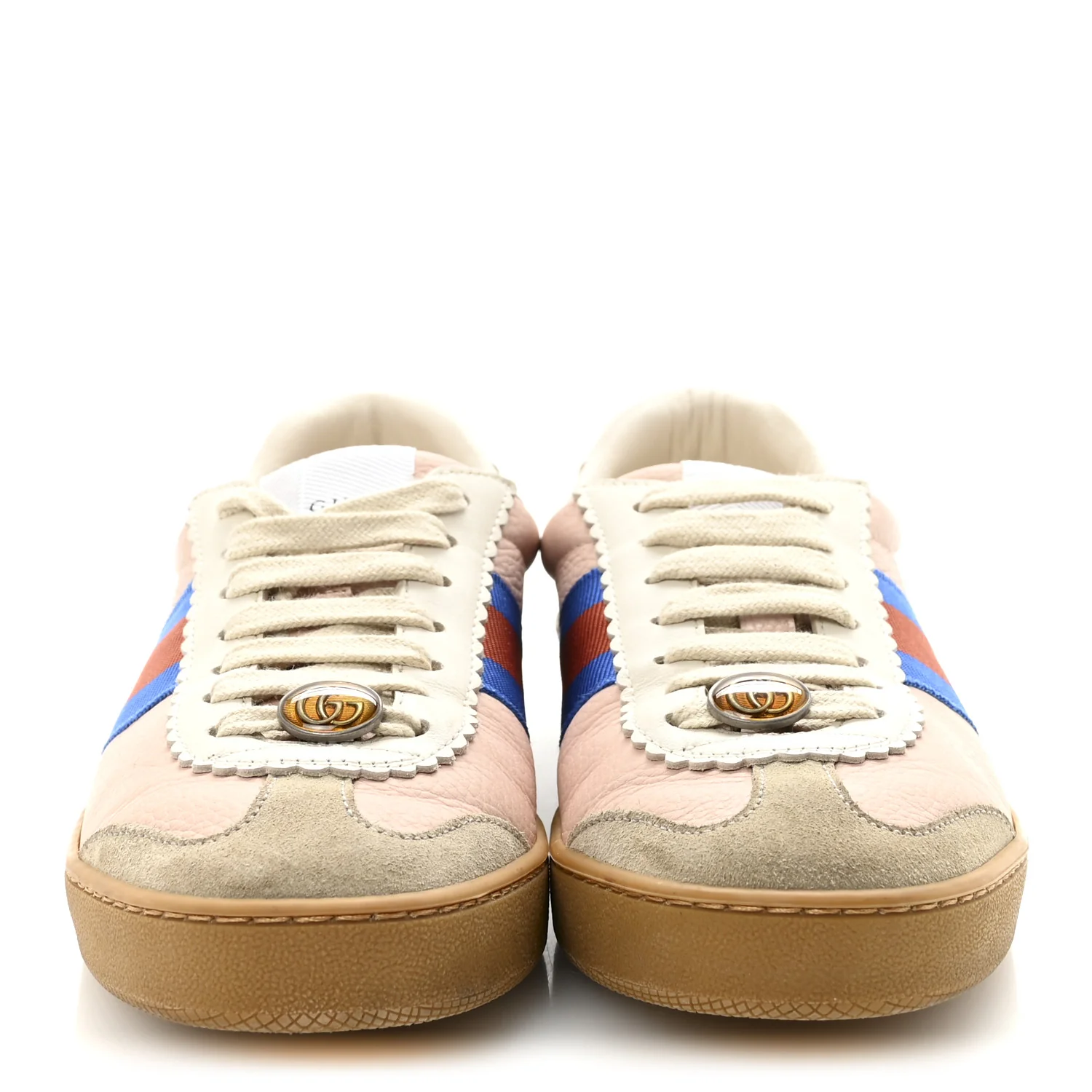 Calfskin Suede Web Womens G74 Sneakers 37 Oatmeal Soft Rose - Image 3