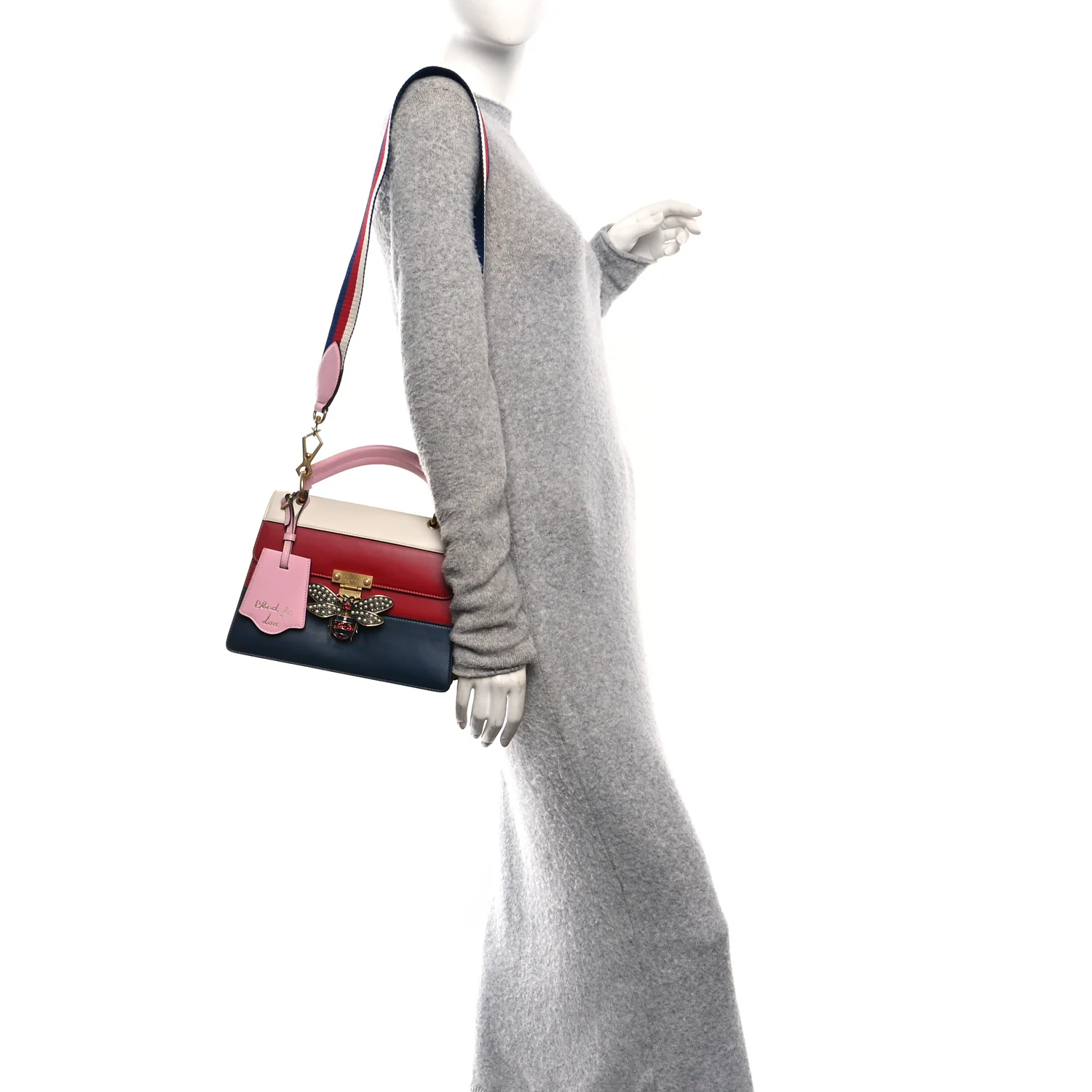 Calfskin Sylvie Web Small Queen Margaret Top Handle Bag Blue Agata Hibiscus Red Mystic White Sugar Pink - Image 2