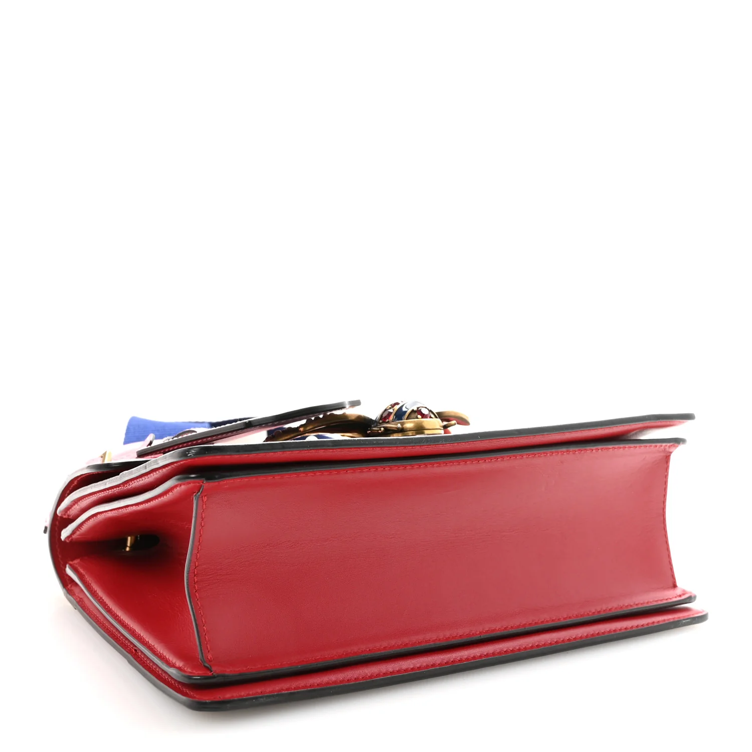 Calfskin Sylvie Web Small Queen Margaret Top Handle Bag Blue Agata Hibiscus Red Mystic White Sugar Pink - Image 5