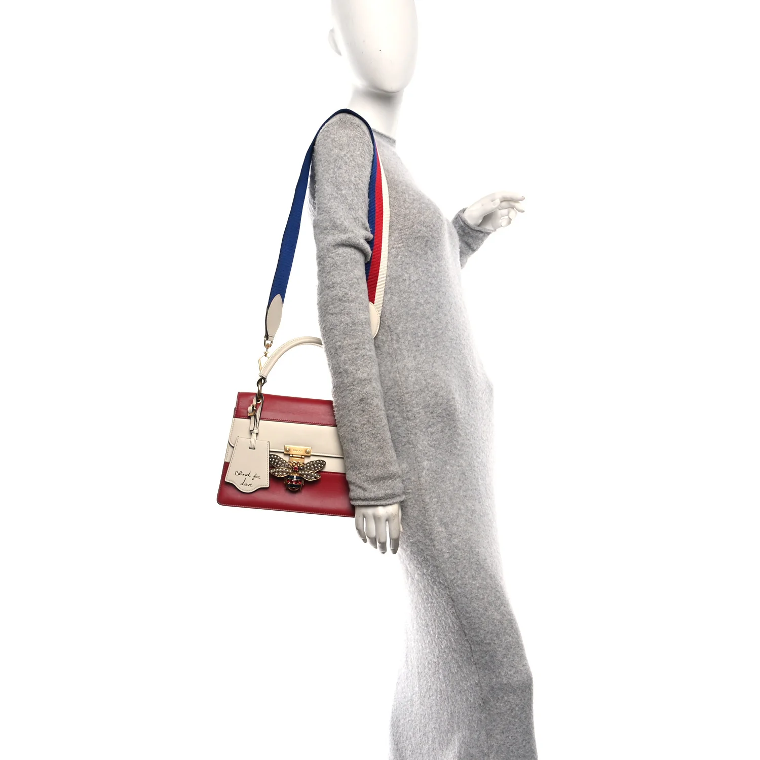 Calfskin Sylvie Web Small Queen Margaret Top Handle Bag Hibiscus Red Mystic White - Image 2