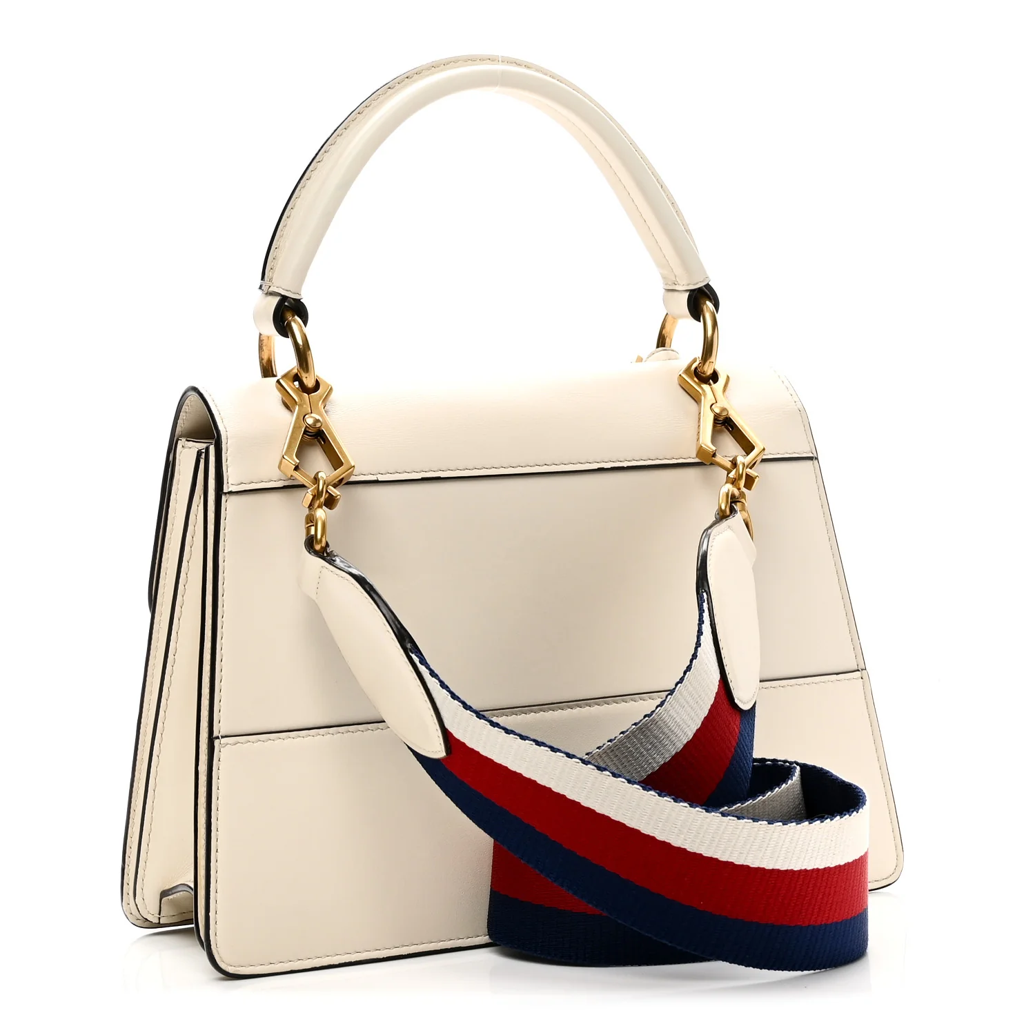 Calfskin Sylvie Web Small Queen Margaret Top Handle Bag White - Image 3