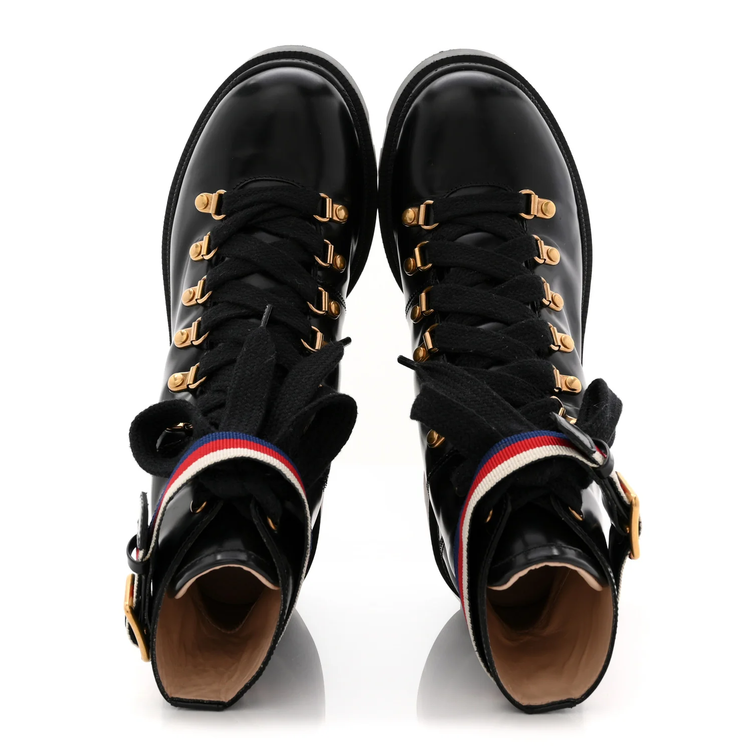 Calfskin Sylvie Web Womens Lace Up Combat Boots 38 Black - Image 2