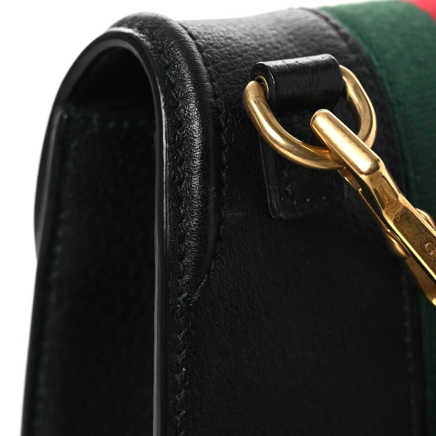 Calfskin Web Crystal Butterfly Stripe Small Totem Shoulder Bag Black - Image 14