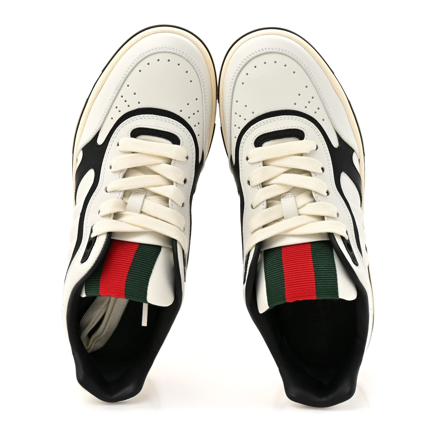Calfskin Womens Re-Web Sneakers 38 Black White - Image 2