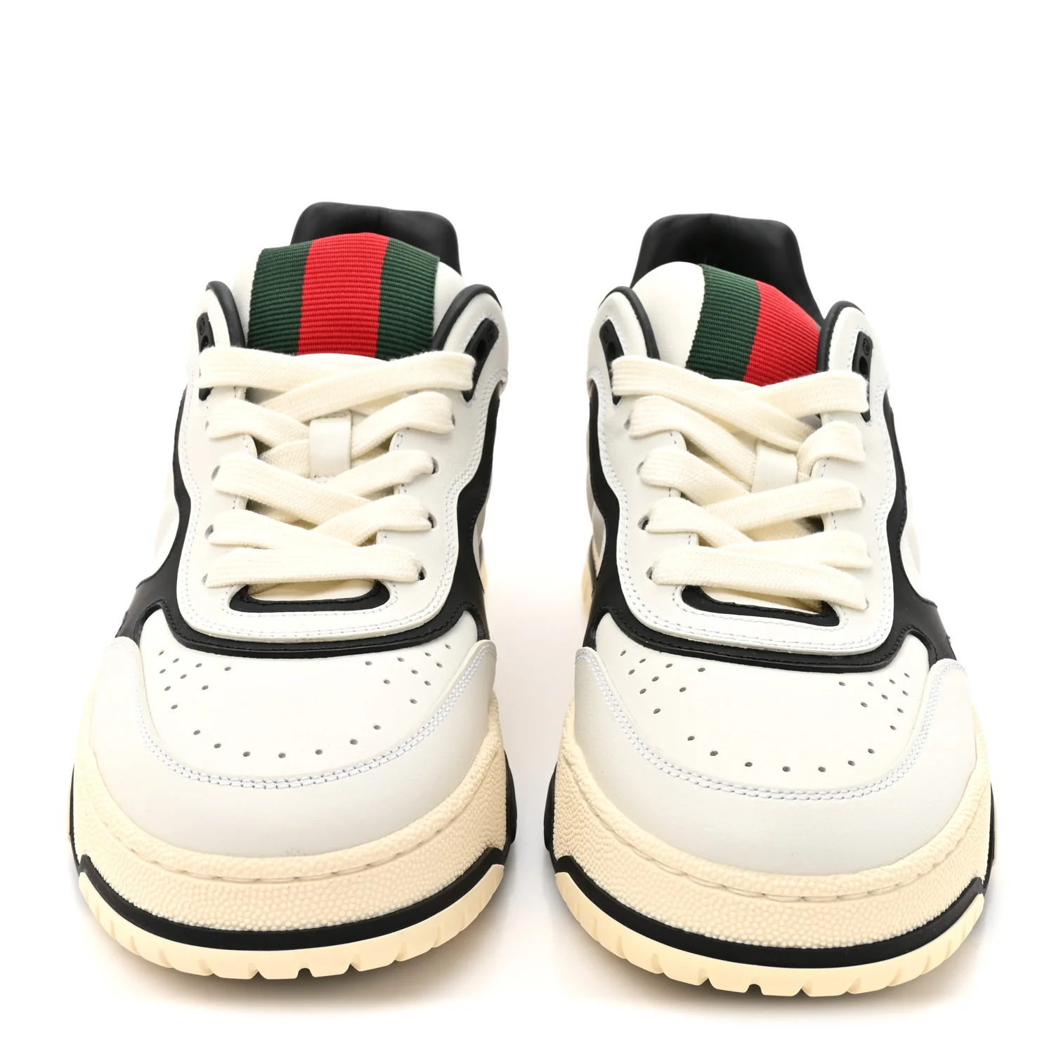 Calfskin Womens Re-Web Sneakers 38 Black White - Image 3
