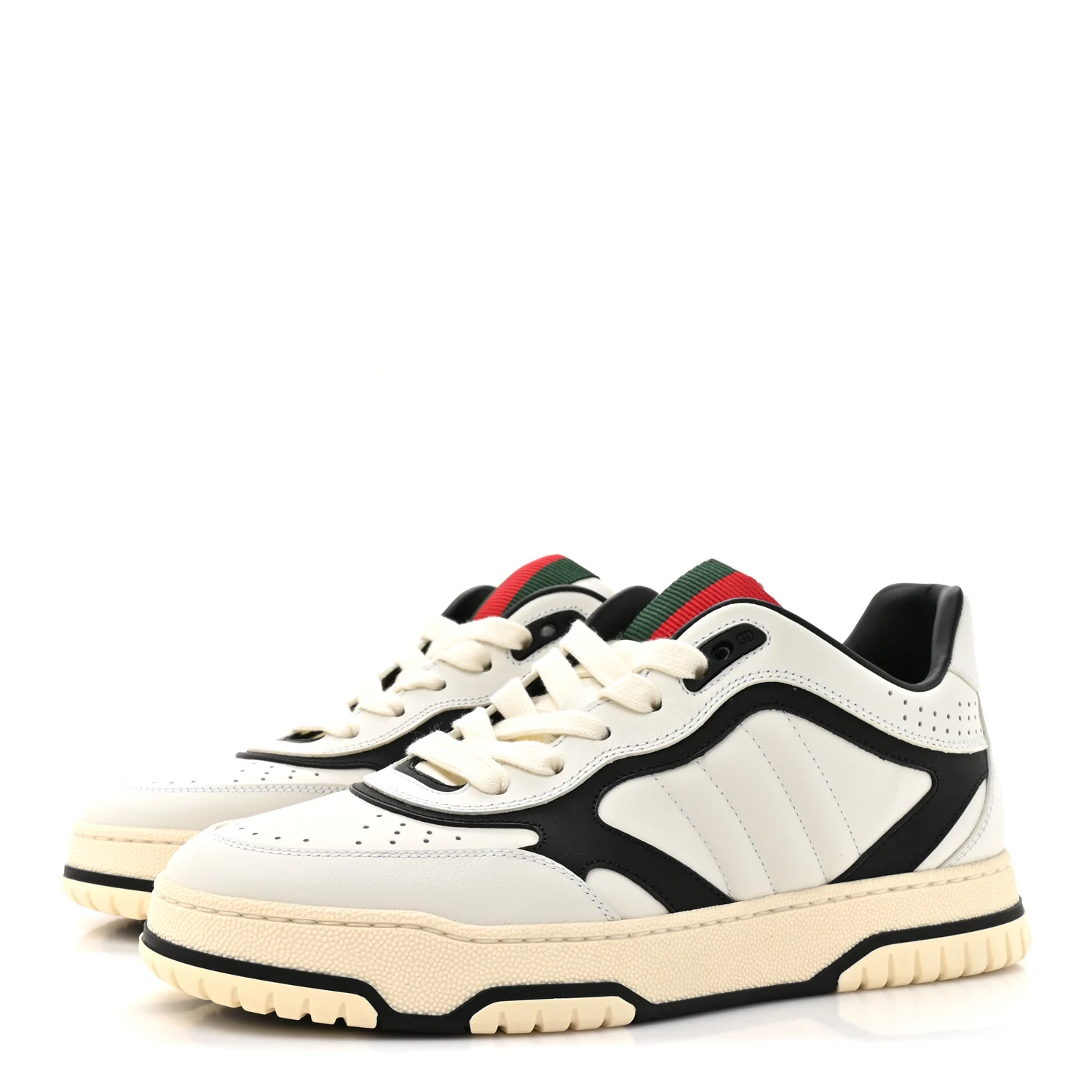 Calfskin Womens Re-Web Sneakers 38 Black White - Image 4