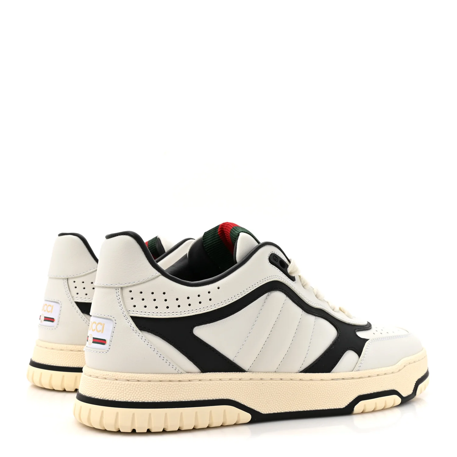 Calfskin Womens Re-Web Sneakers 38 Black White - Image 6