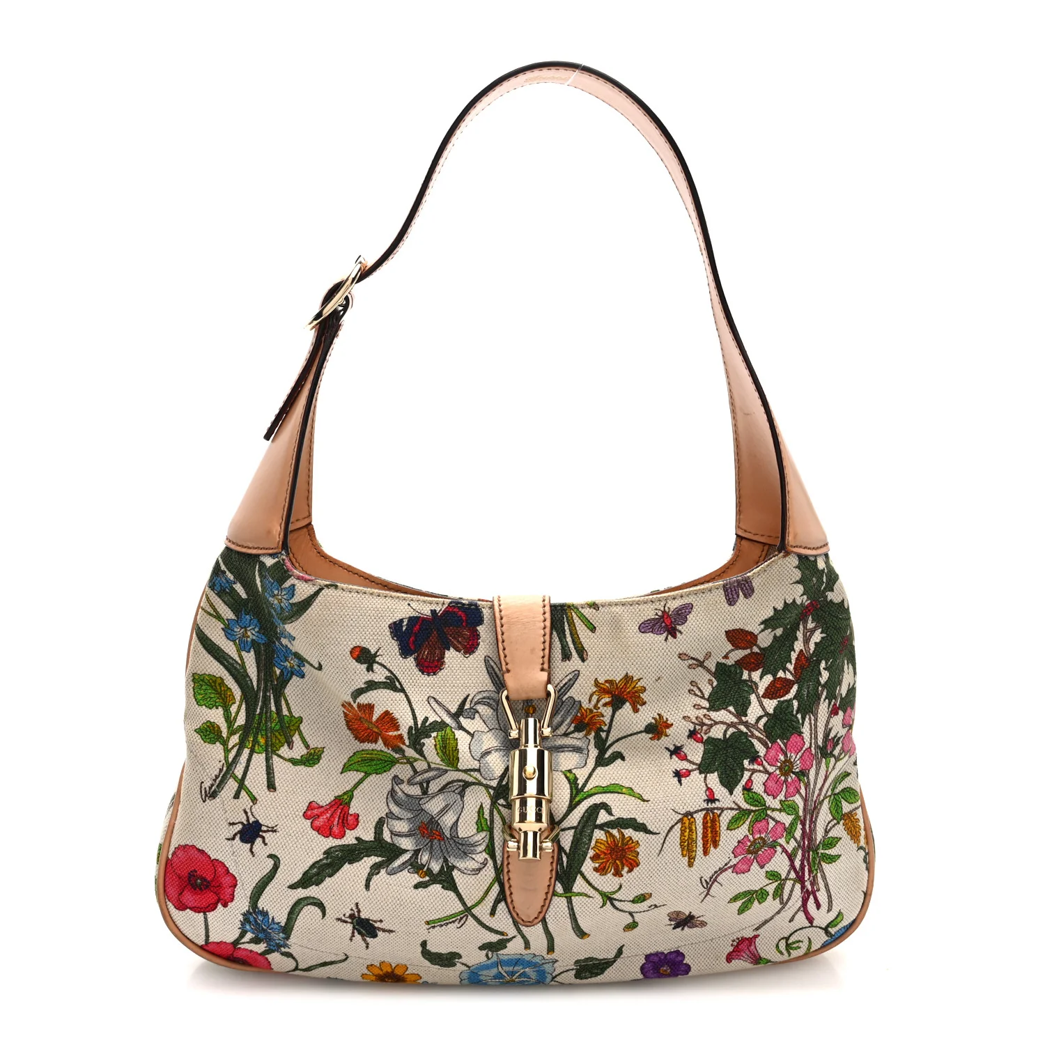 Canvas Floral Flora Small Jackie O Hobo White