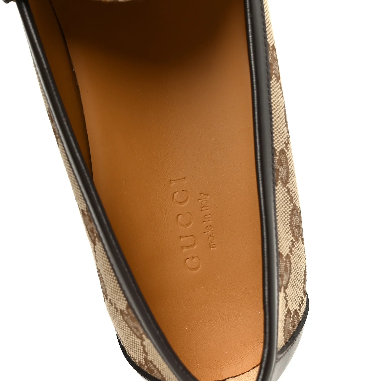 Canvas GG Monogram Horsebit Calfskin Womens Horsebit Platform Loafers 39.5 Beige Ebony Cocoa - Image 7